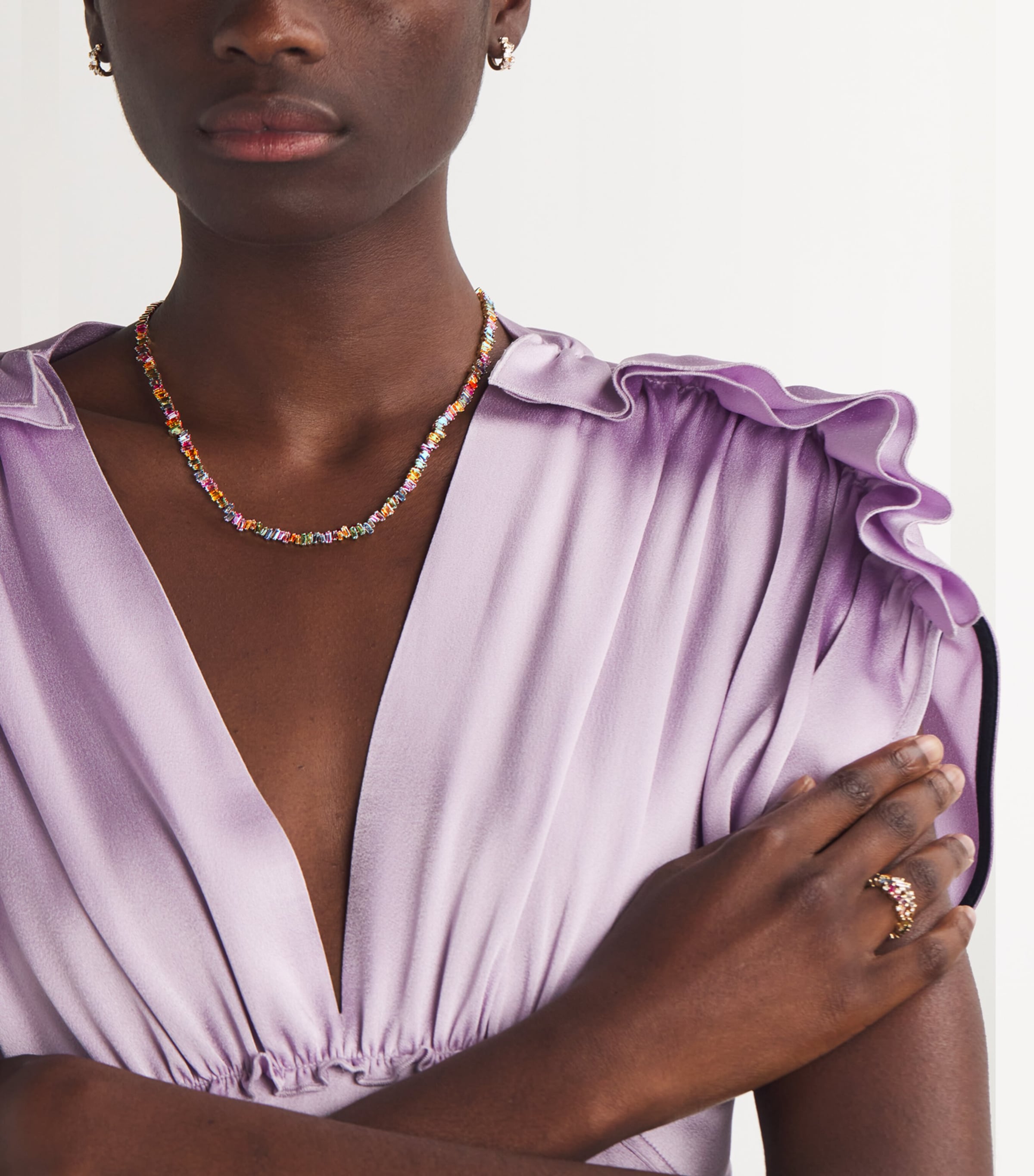 Yellow Gold and Sapphire Bold Tennis Necklace 18K YG/PS Image 4