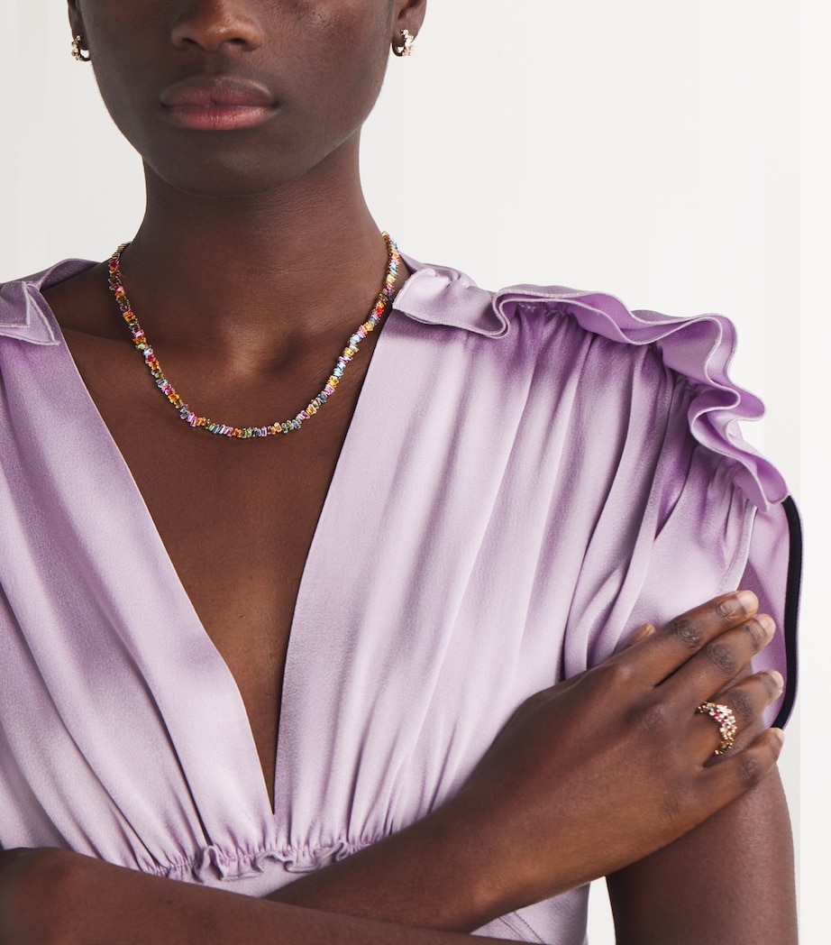 Yellow Gold and Sapphire Bold Tennis Necklace 18K YG/PS Image 4