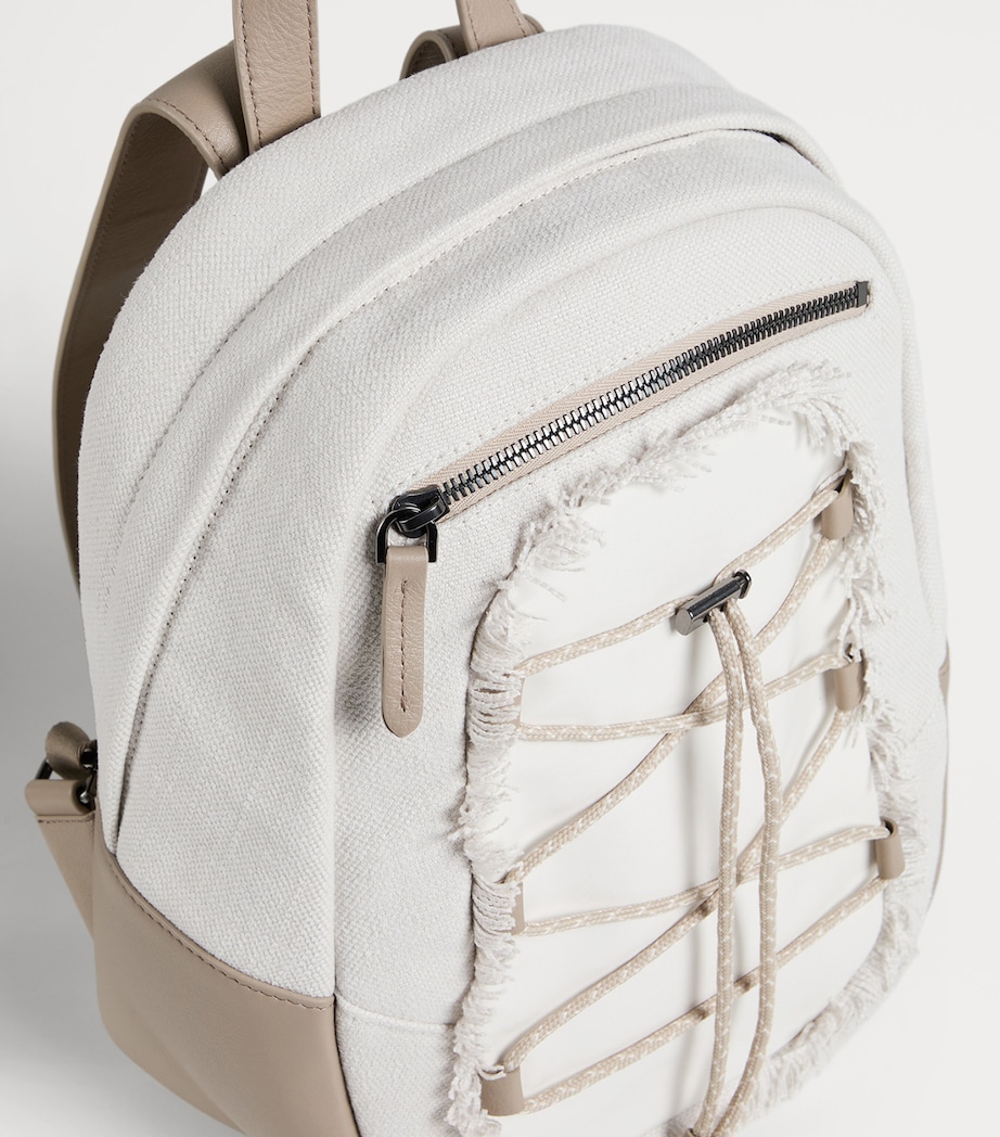 Brunello Cucinelli Kids Nylon and Lamé Leather Backpack Image 2