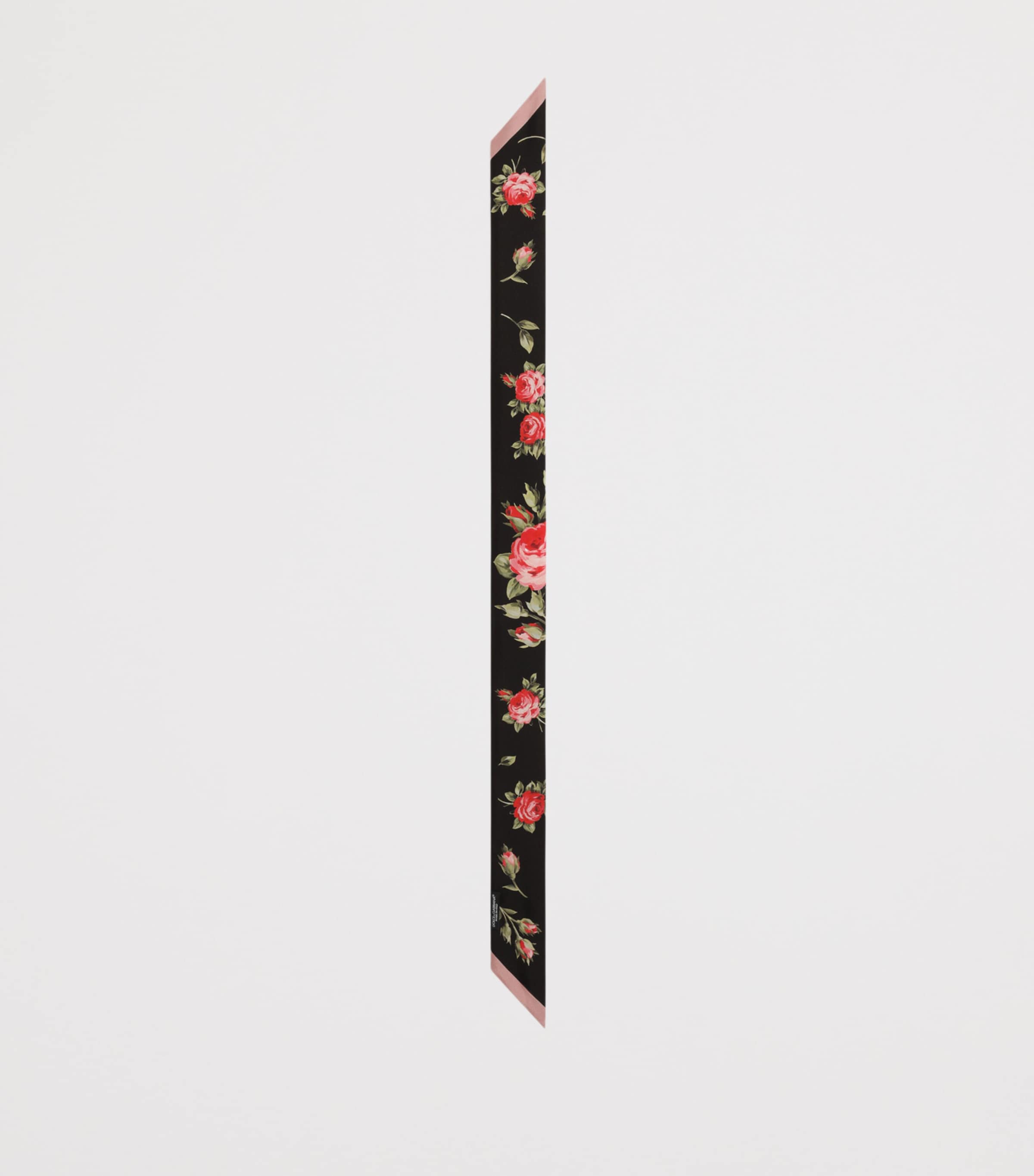 Silk Floral Skinny Scarf HN5ZN-BOUQ Image 2