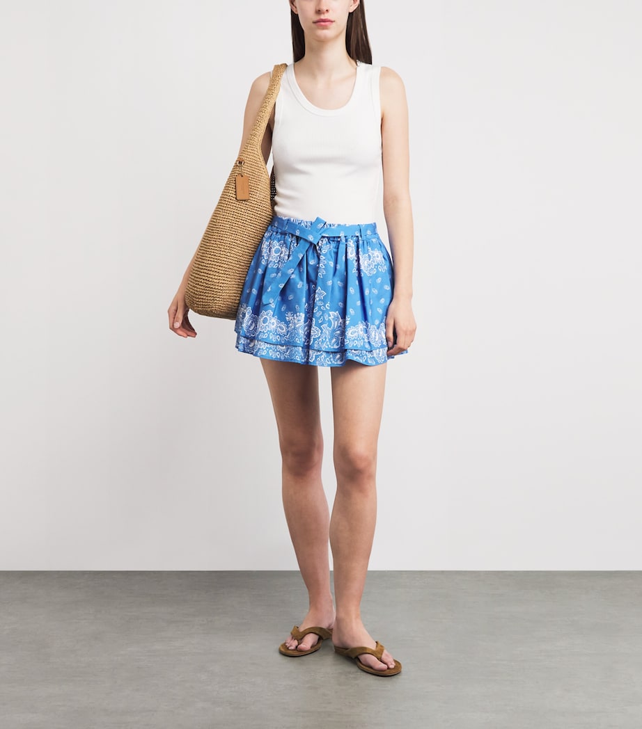 Maje Womens Paisley Print Mini Skirt Sky Blue Bandana Image 2