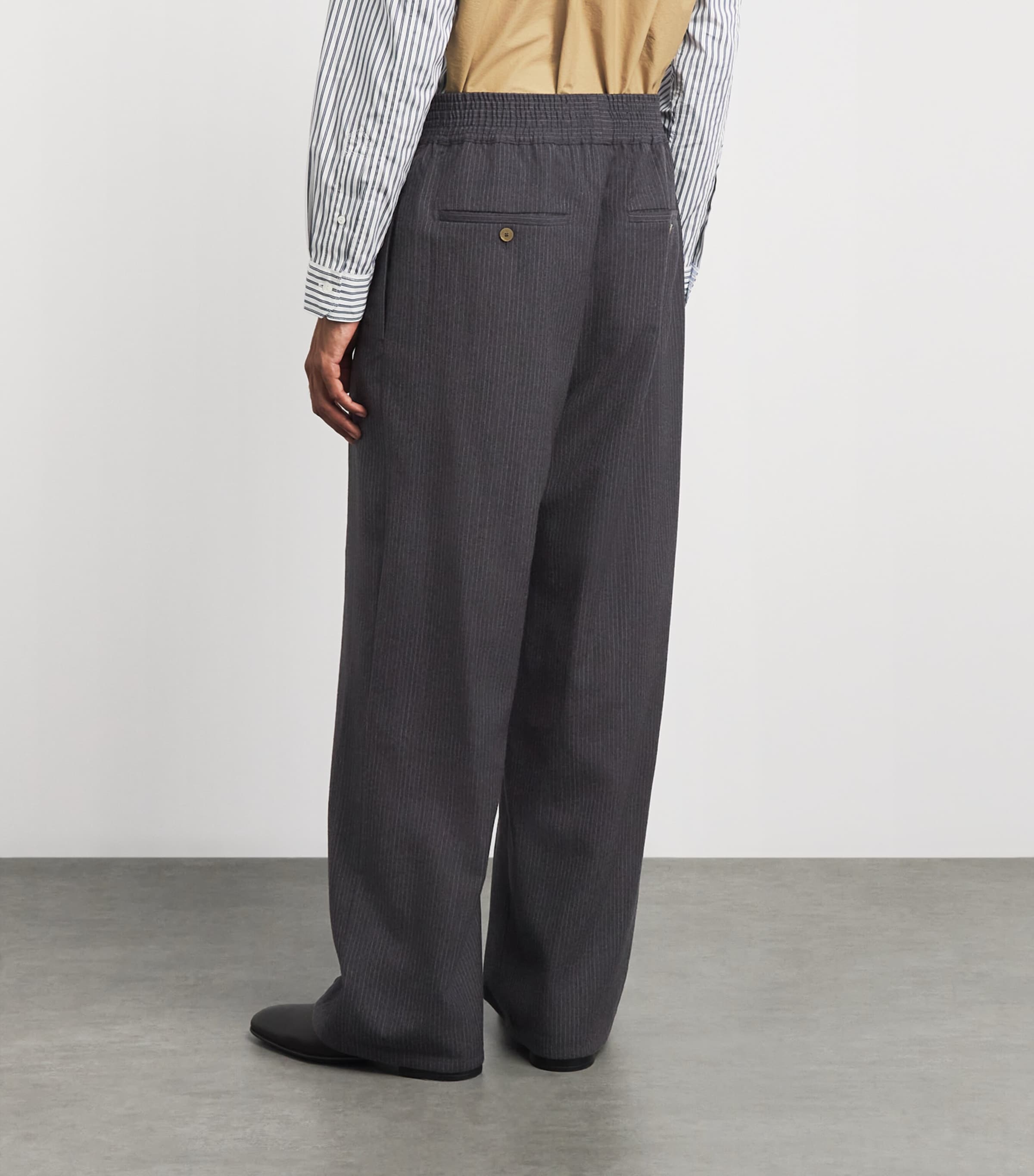 Jacquemus Mens Virgin Wool Stripe Miami Trousers Dark Grey Image 5
