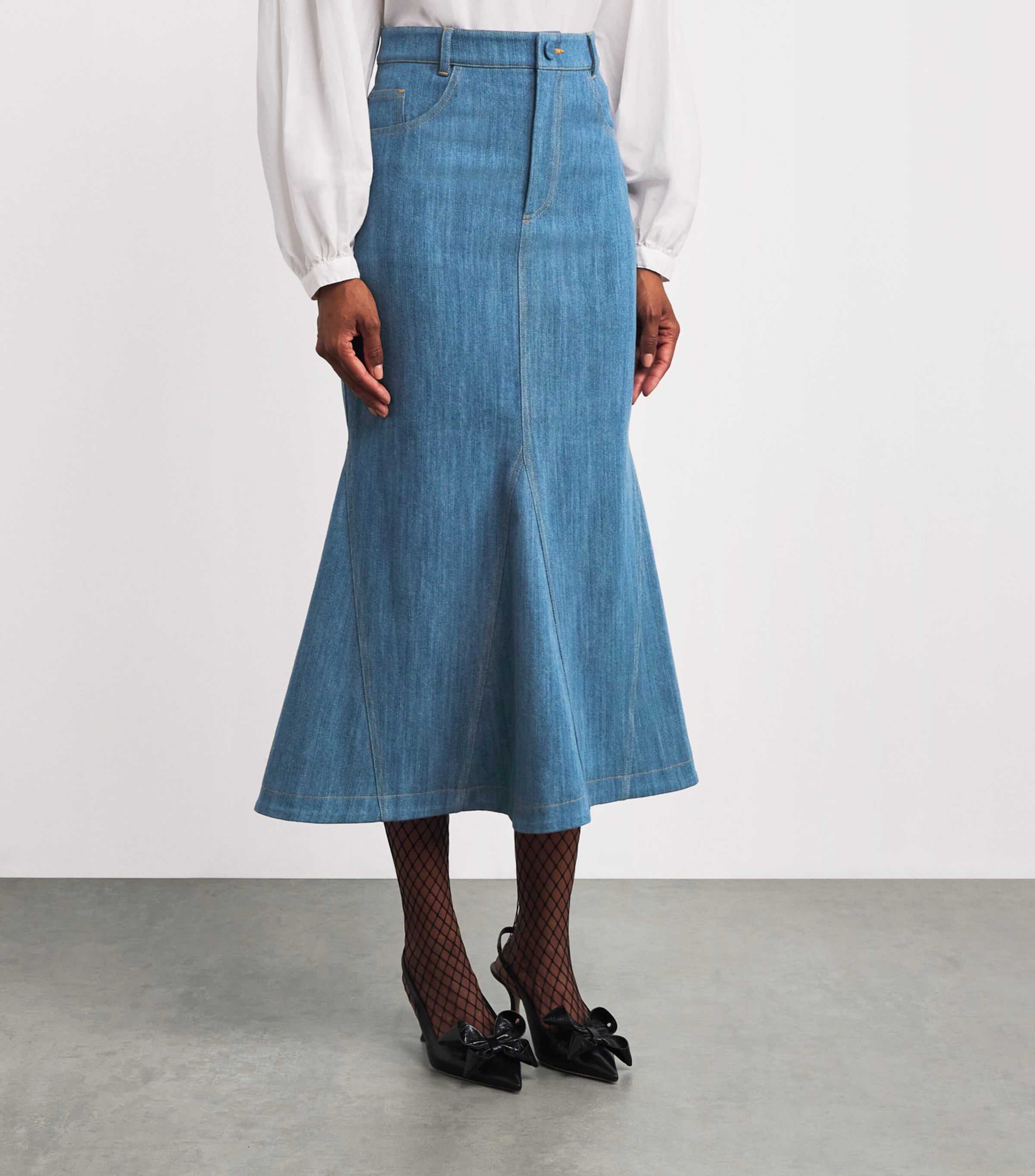 Huishan Zhang Denim Megan Midi Skirt Harrods DE