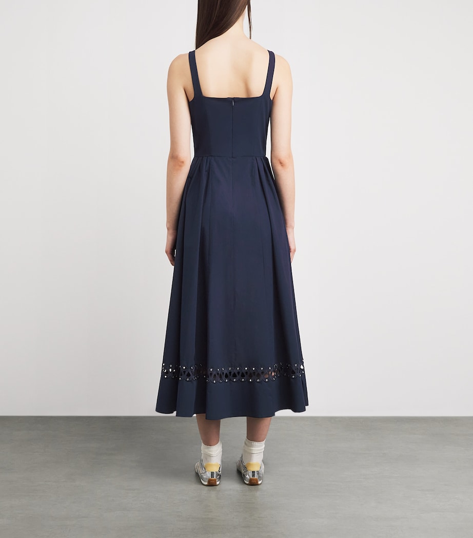 Maje Womens Poplin Embroidered Midi Dress Navy Image 4