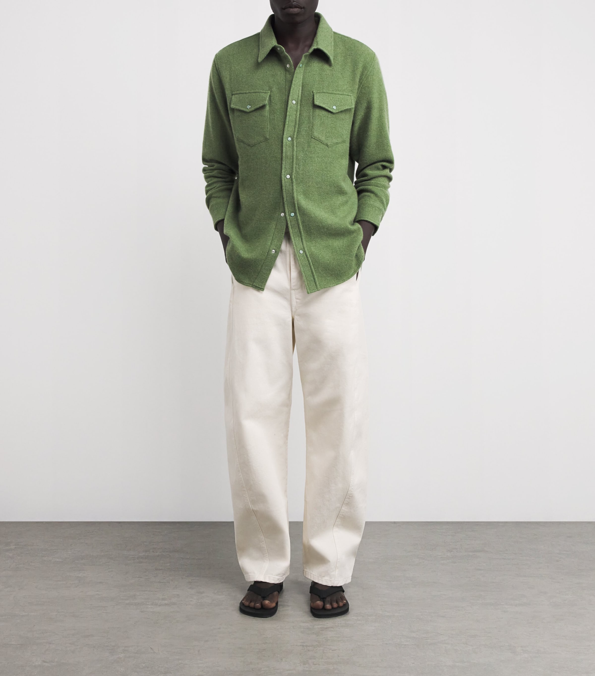 Unisex Cashmere and Emerald Willow Green Shirt EMERALD Image 2