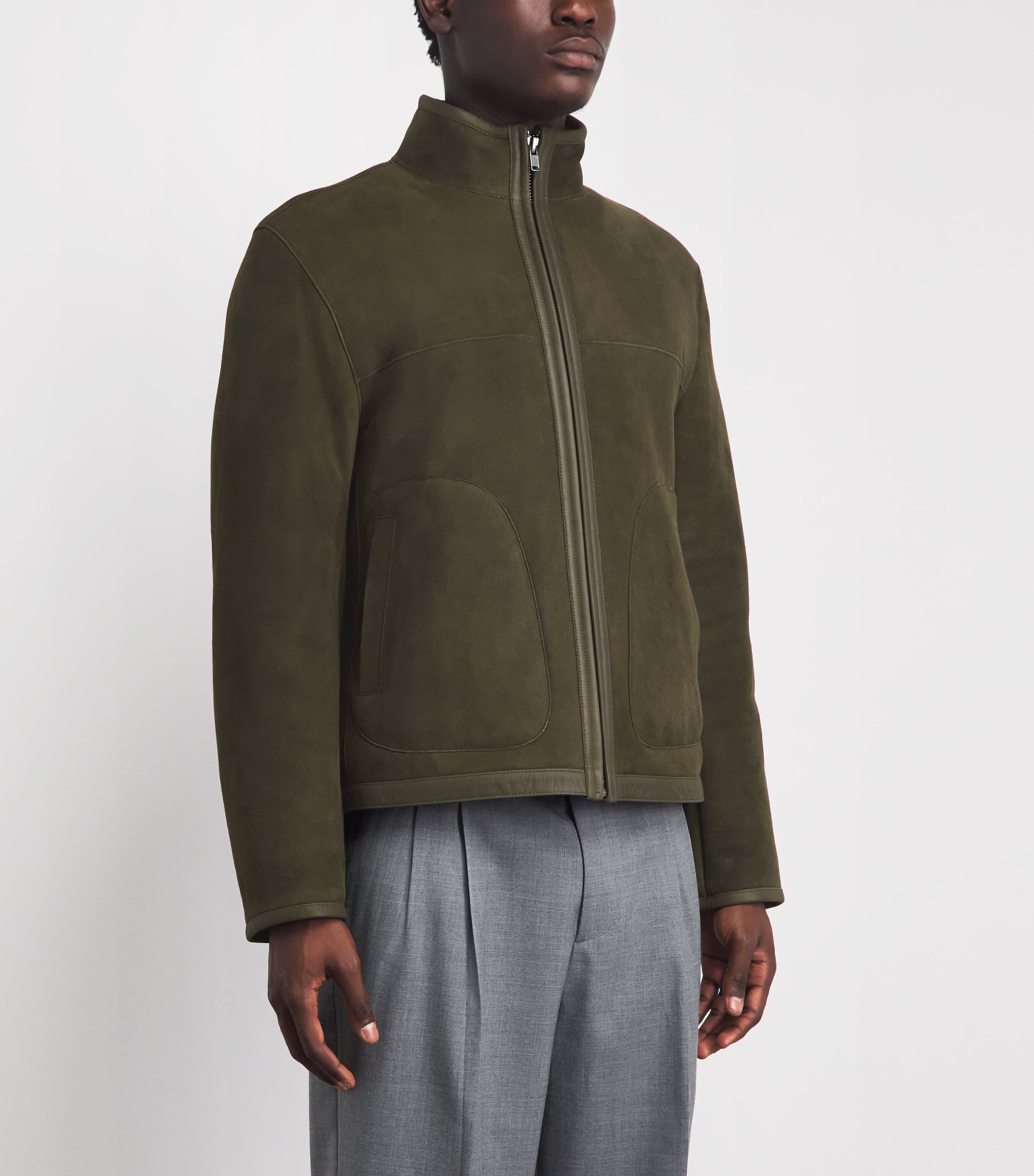 Vince Mens Suede-Shearling Jacket Dk Capital Image 4