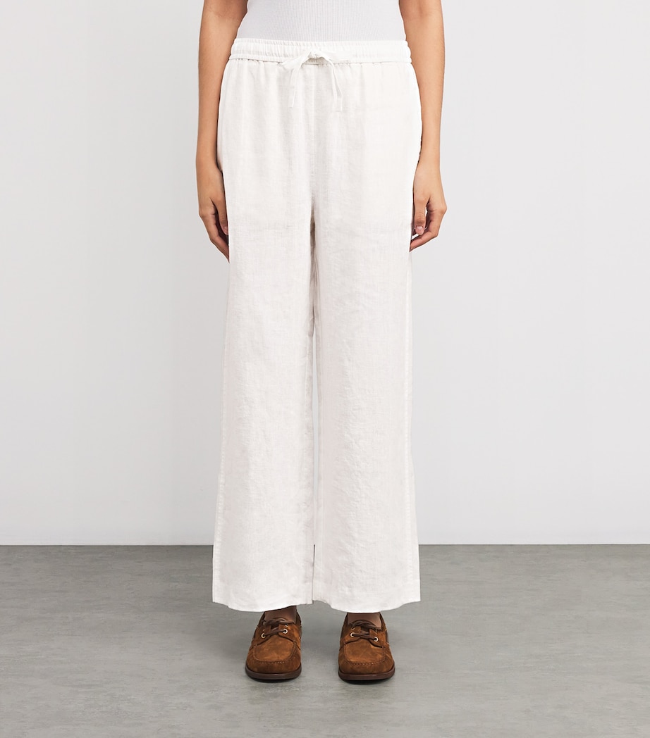 Linen Drawstring Trousers WHITE Image 3