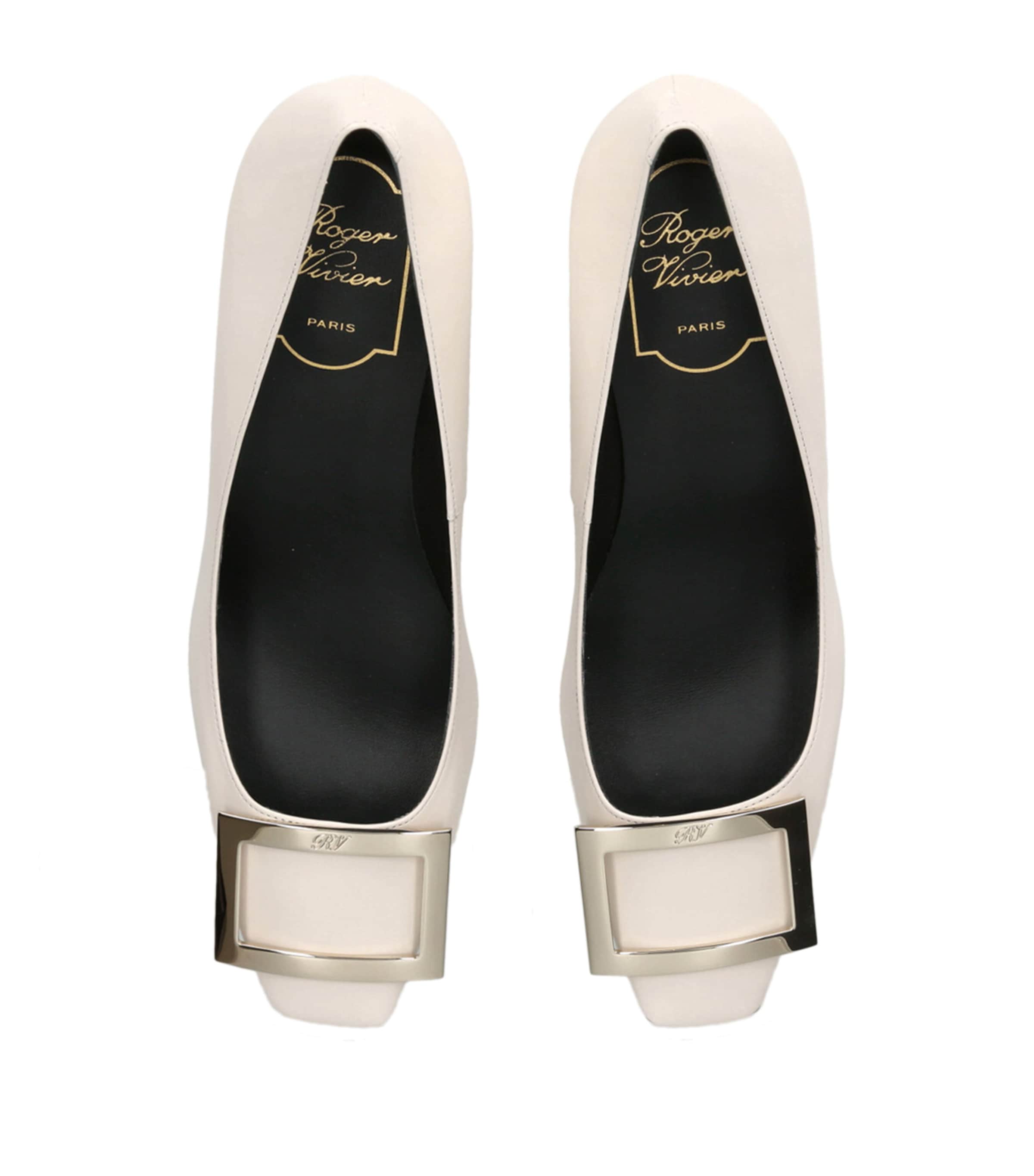 Roger Vivier Leather Belle Vivier Trompette Pumps 70 Cream Image 4