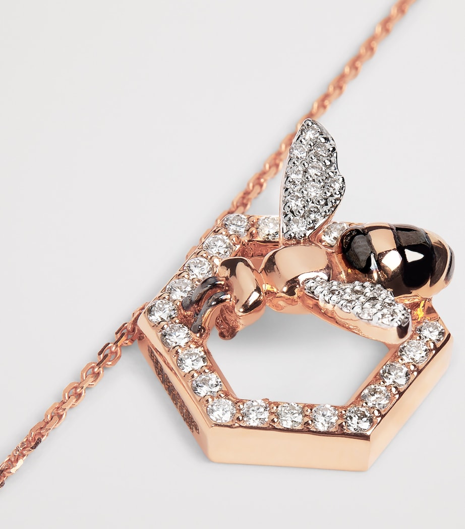 Small Rose Gold and Diamond Honeycomb Necklace ROSE GOLD Image 4