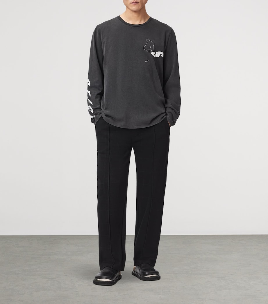 AllSaints Mens Harris Straight Sweatpants Check Black Image 2