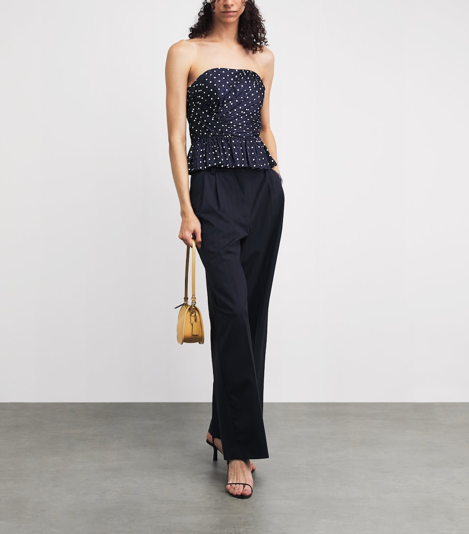 Maje Womens Polka-Dot Ruffled Peplum Top Navy Polka Dot Image 2