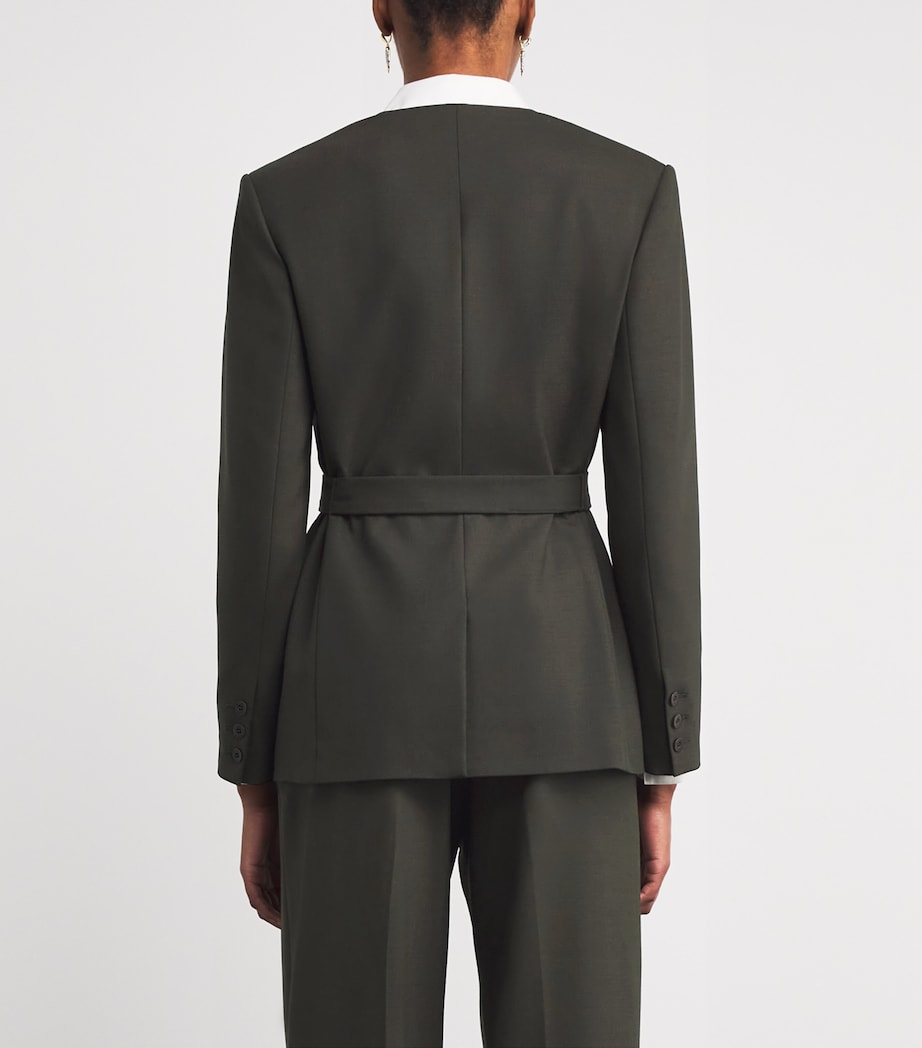 Wool-Blend Asymmetric Blazer KHAKI Image 4