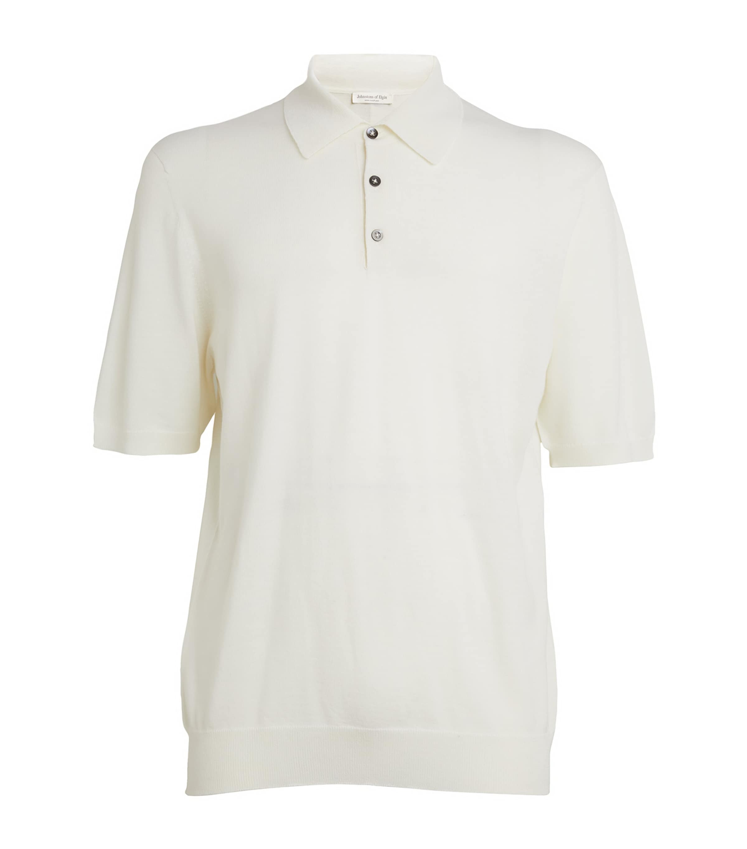 Johnstons Of Elgin Superfine Merino Polo Shirt In White