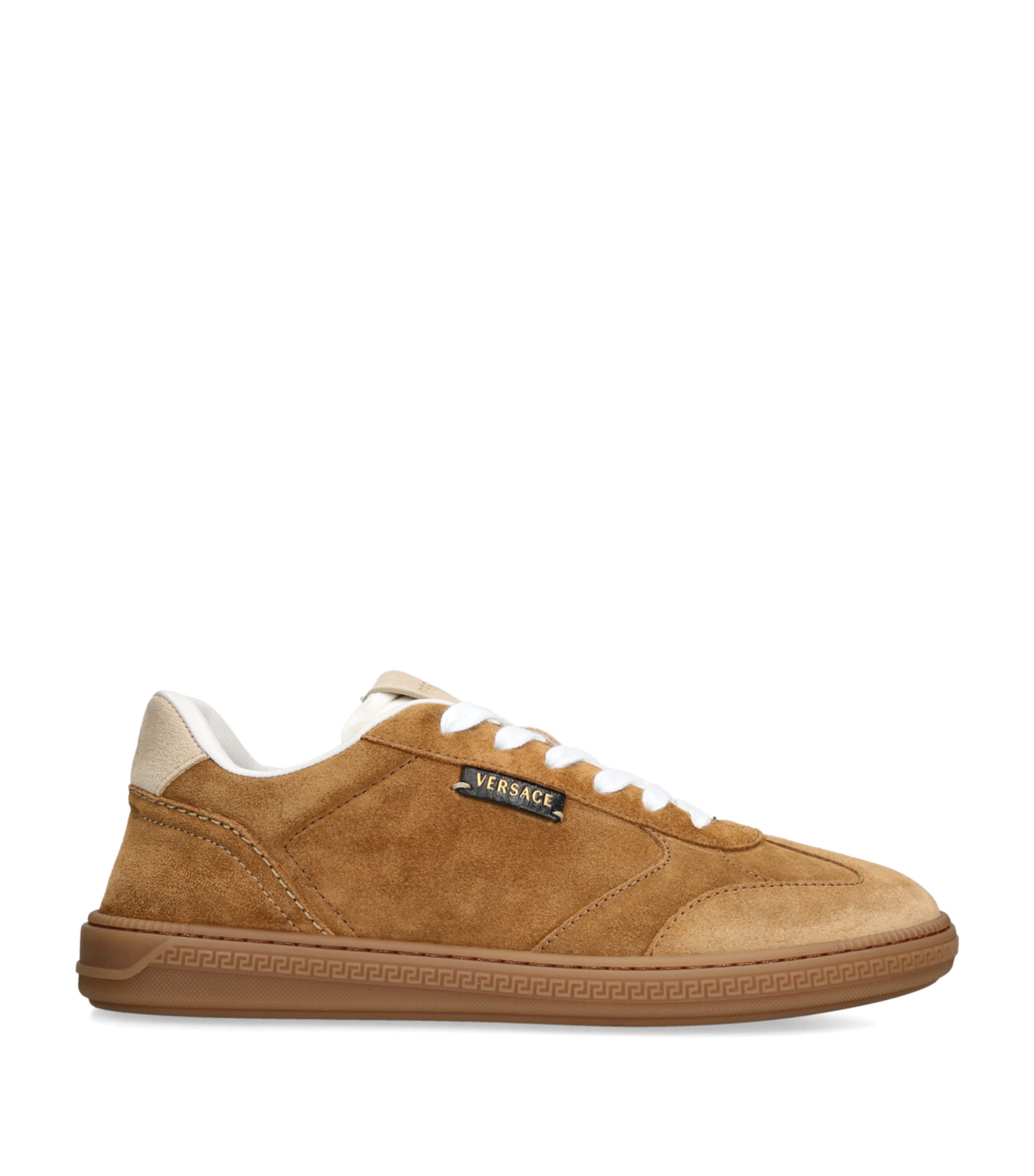 Versace Suede Low-Top Sneakers Tan Image 1