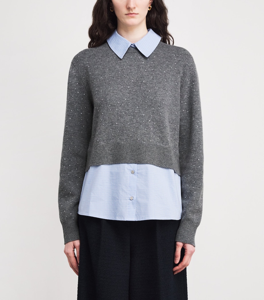 Wool-Blend 2-In-1 Sweater and Shirt GREY Image 3