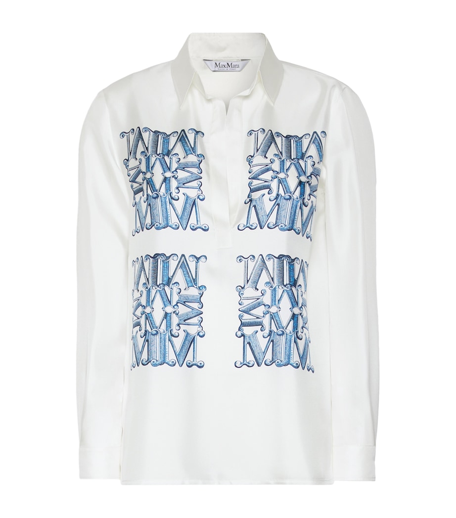 Max Mara Womens Silk Monogram Shirt Ocean Image 1
