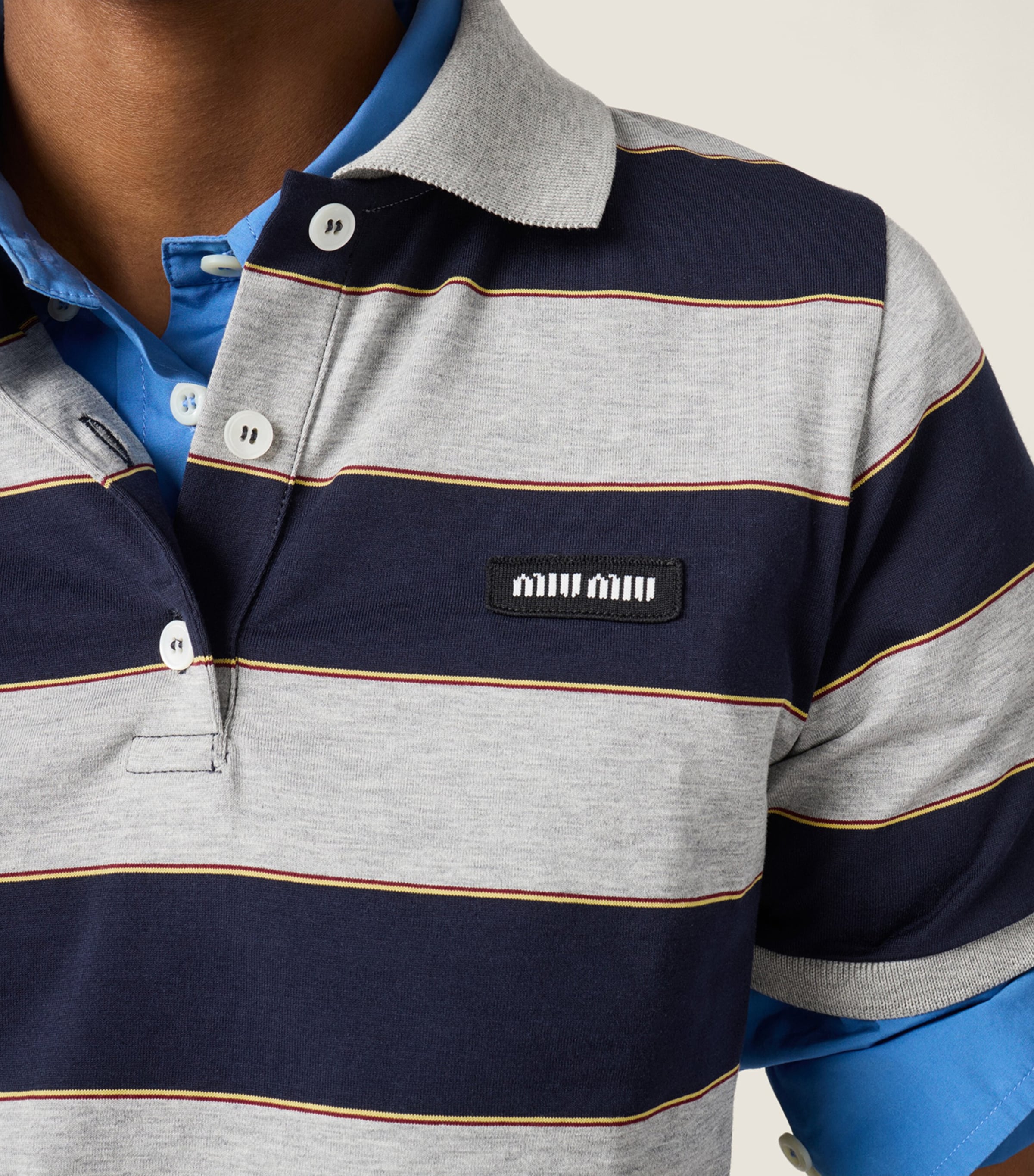 Miu Miu Womens Cotton Stripe Polo Shirt Image 4