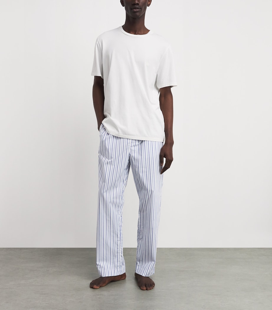 Calvin Klein Mens Cotton Poplin Stripe Pyjama Shorts Aurora Strip Blu Image 2