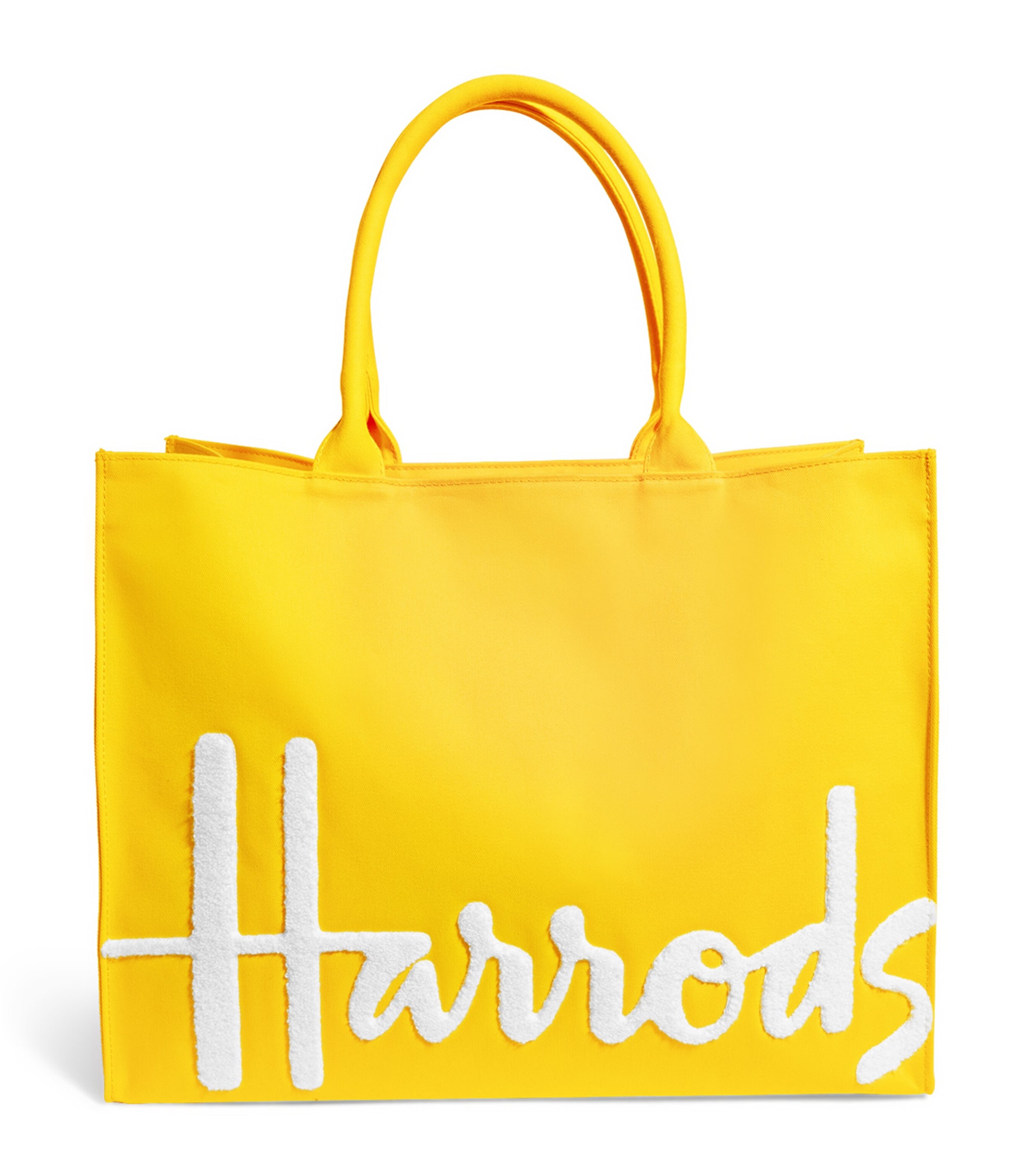 Harrods Large Cotton Logo Tote Bag In Yellow