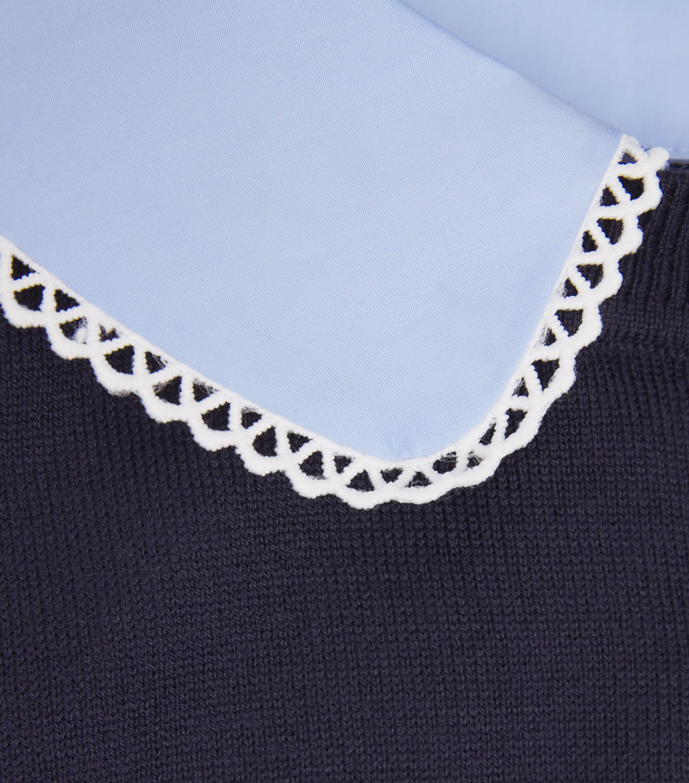 Wool-Blend Lace Collar Sweater NAVY Image 5