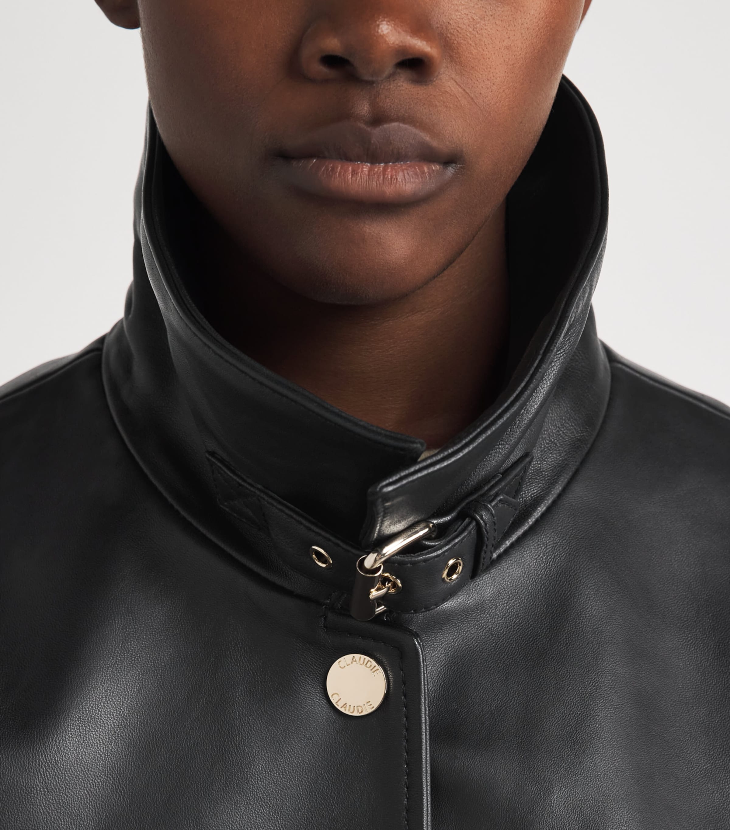 Claudie Pierlot Womens Relaxed Leather Jacket Black Image 3
