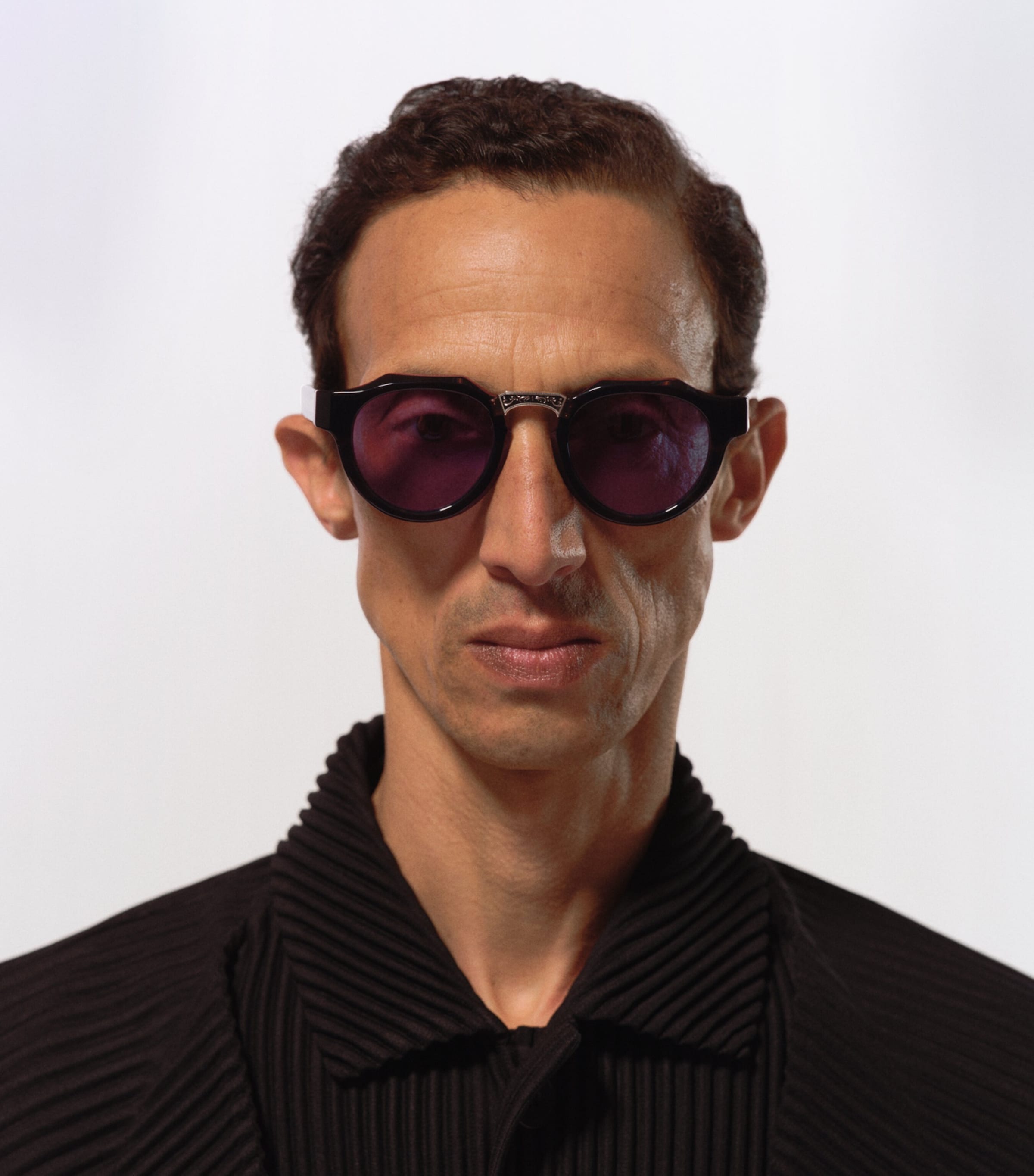 Matsuda M1037 Round Sunglasses Smoke Gry Cobalt Blu Image 4