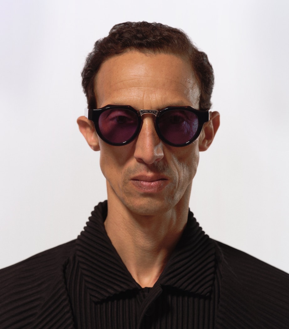 Matsuda M1037 Round Sunglasses Smoke Gry Cobalt Blu Image 4