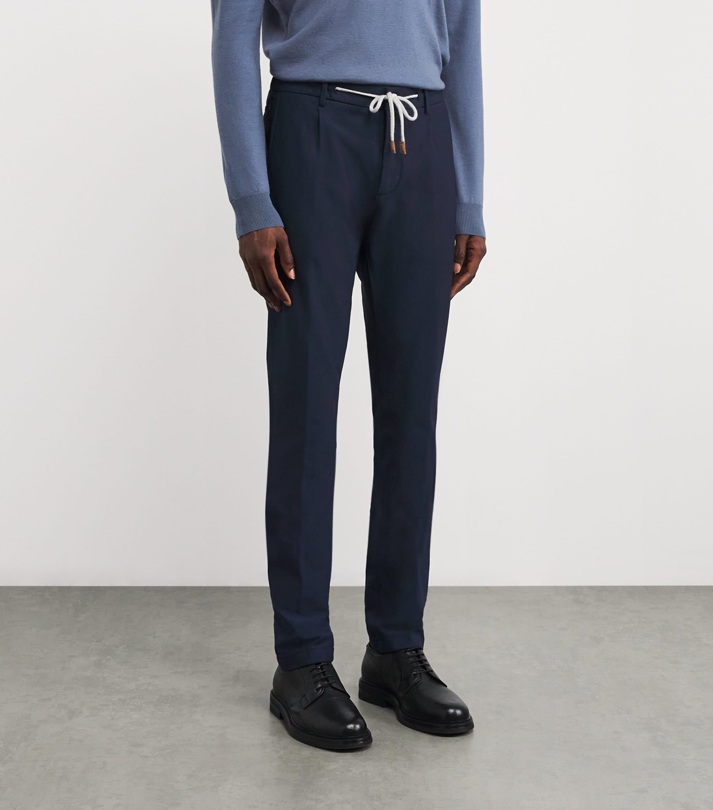 Eleventy Mens Cotton-Blend Drawstring Trousers Blu Image 3