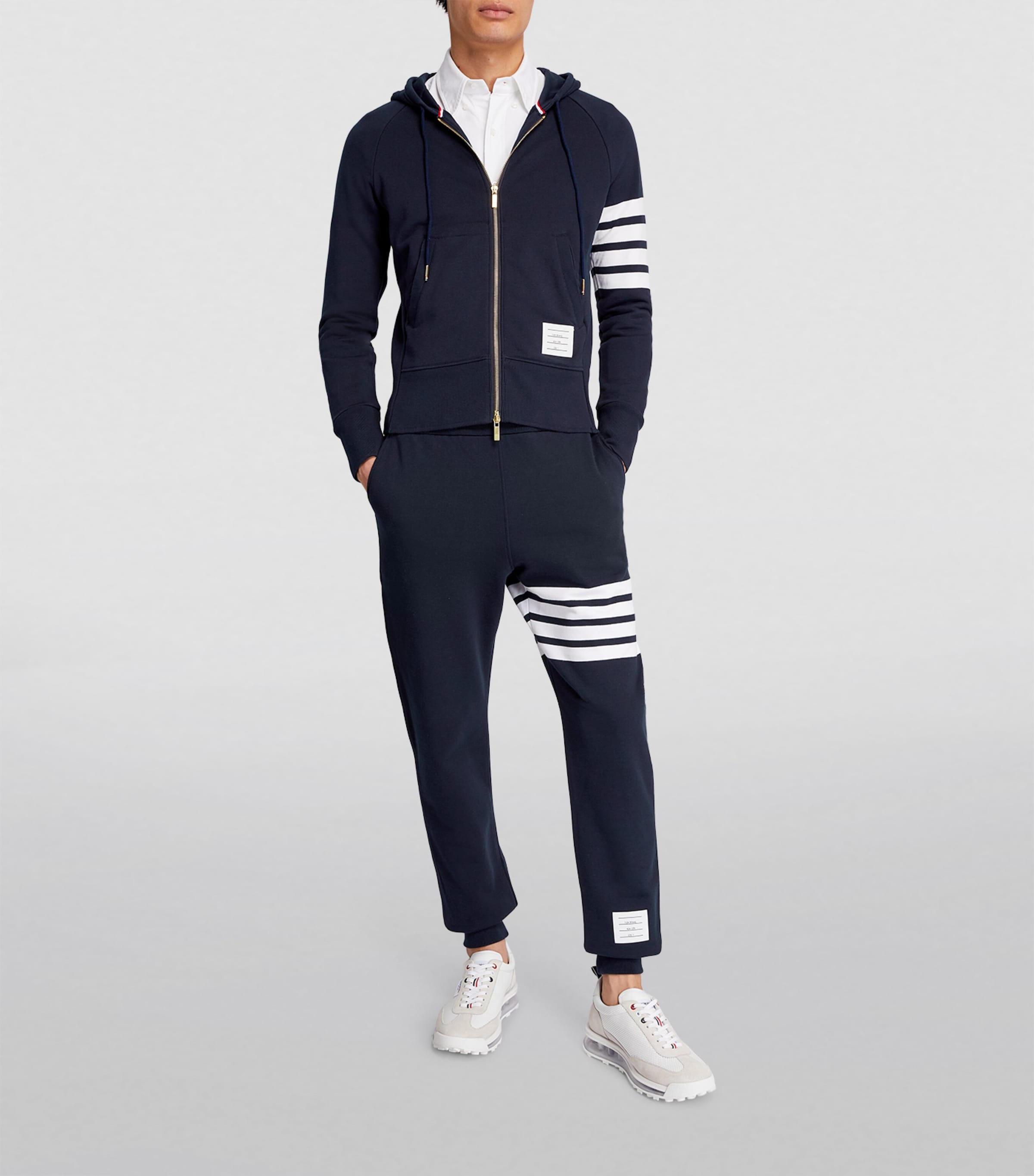 Four-Stripe Zip-Up Hoodie NAVY Image 2