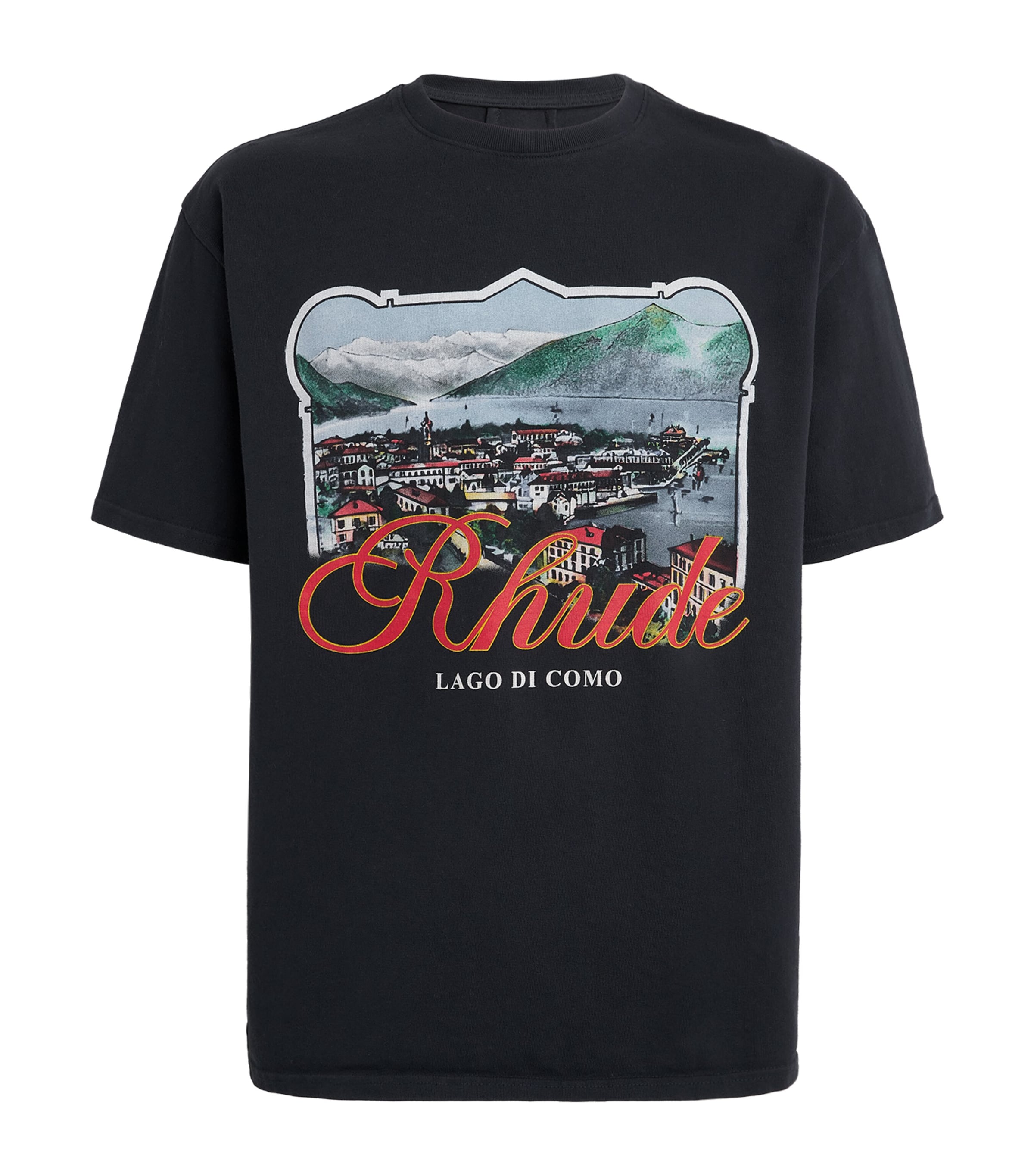 RHUDE × Harrods☆コラボ LAGO DI COMO グラフィックフーディー Rhude x Harrods Cotton Lago Di Como T-Shirt | Harrods US