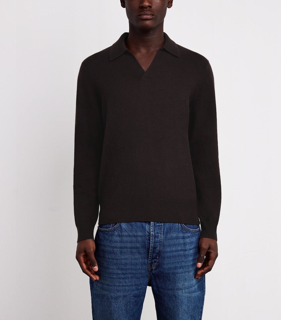 Cashmere Johnny Collar Polo Shirt DKBRN Image 3