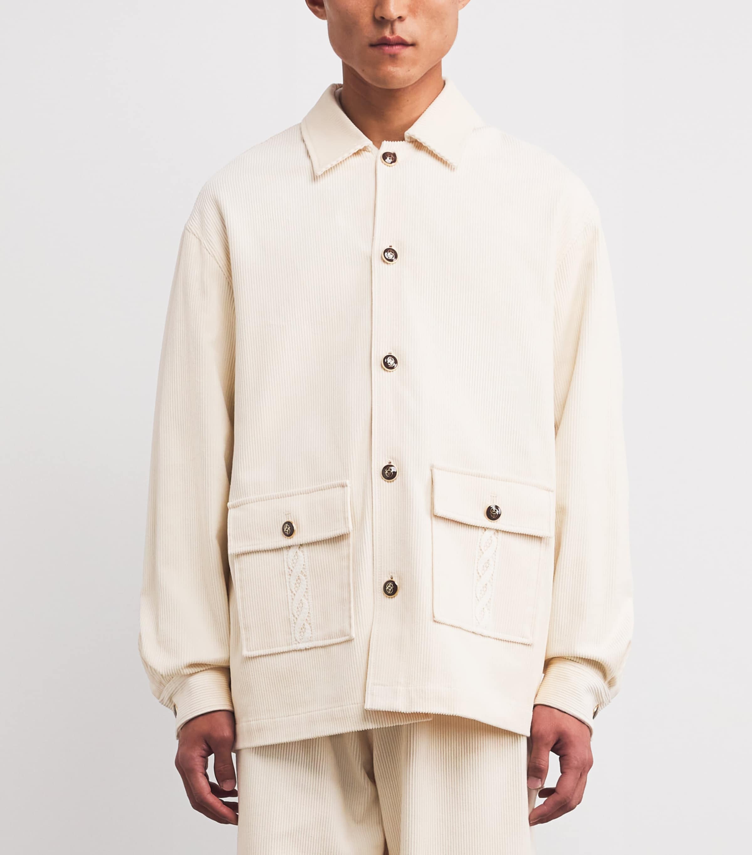 Drôle De Monsieur Mens Cotton Corduroy Overshirt Ec / Ecru Image 3