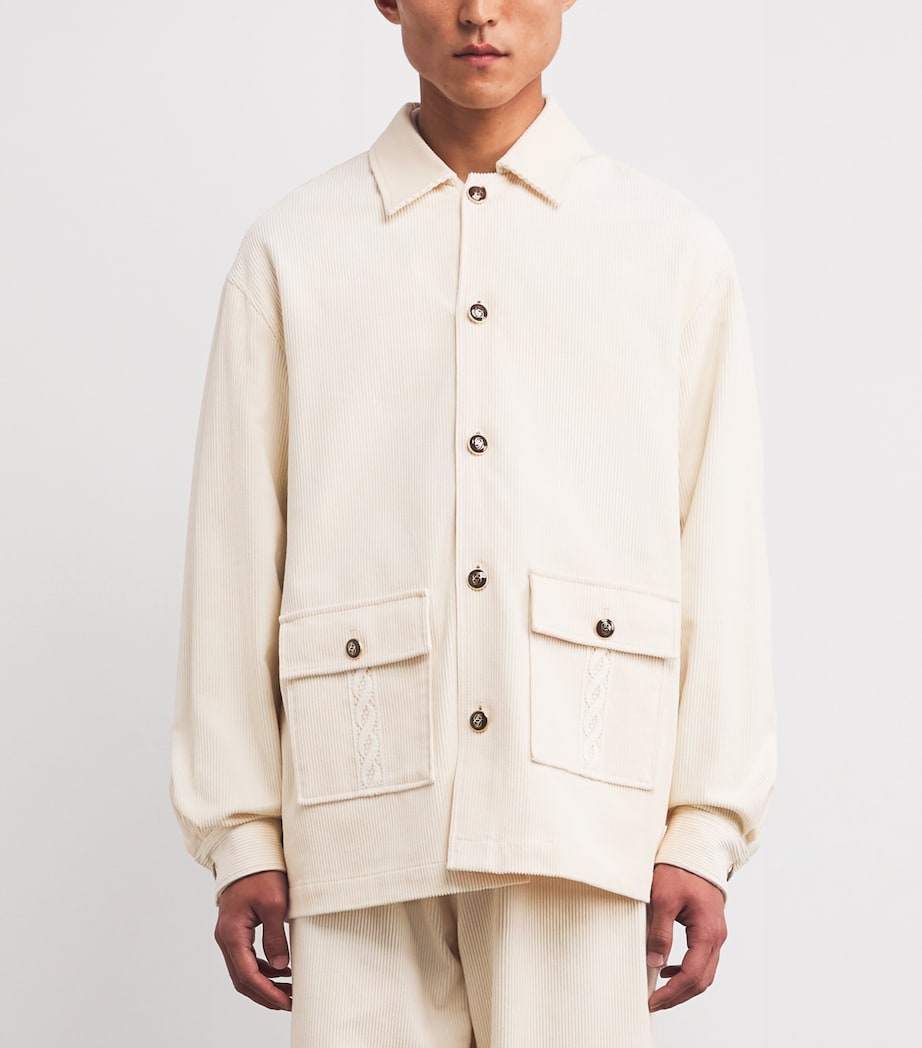 Drôle De Monsieur Mens Cotton Corduroy Overshirt Ec / Ecru Image 3