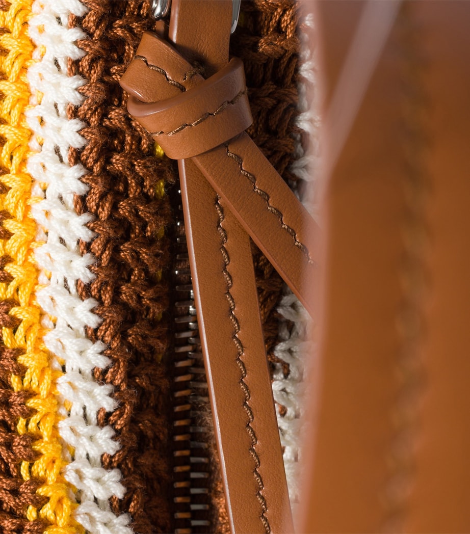 Miu Miu Crochet-Leather Logo Pouch Brown Image 5