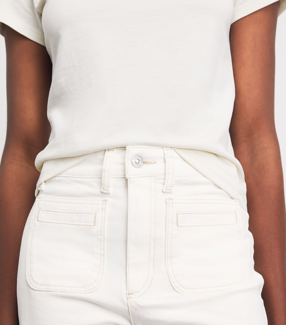 PAIGE Womens Anessa Wide-Leg Jeans Tonal Ecru Image 3