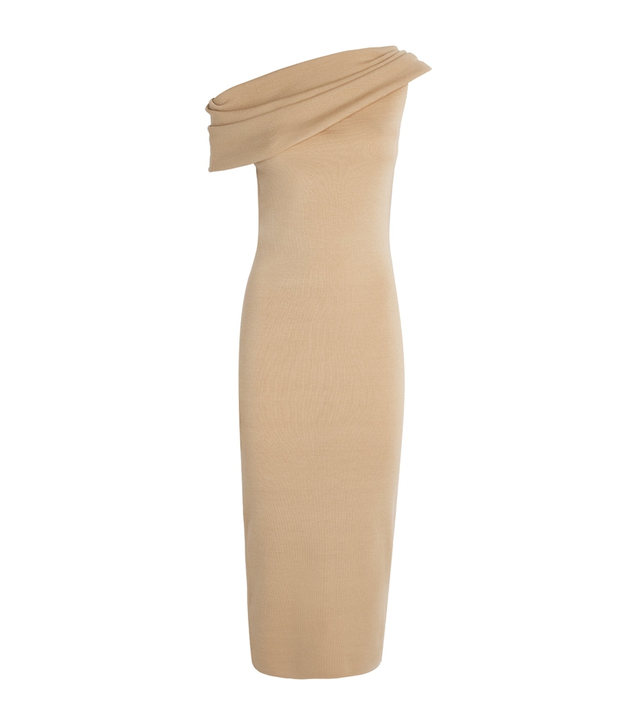 Almada Label Womens Wool-Silk Pippin Midi Dress Sand Image 1