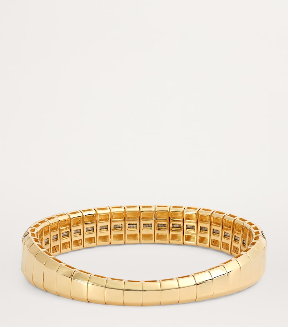 Yellow Gold, Diamond and Emerald Stretch Bracelet YELLOW GOLD Image 3