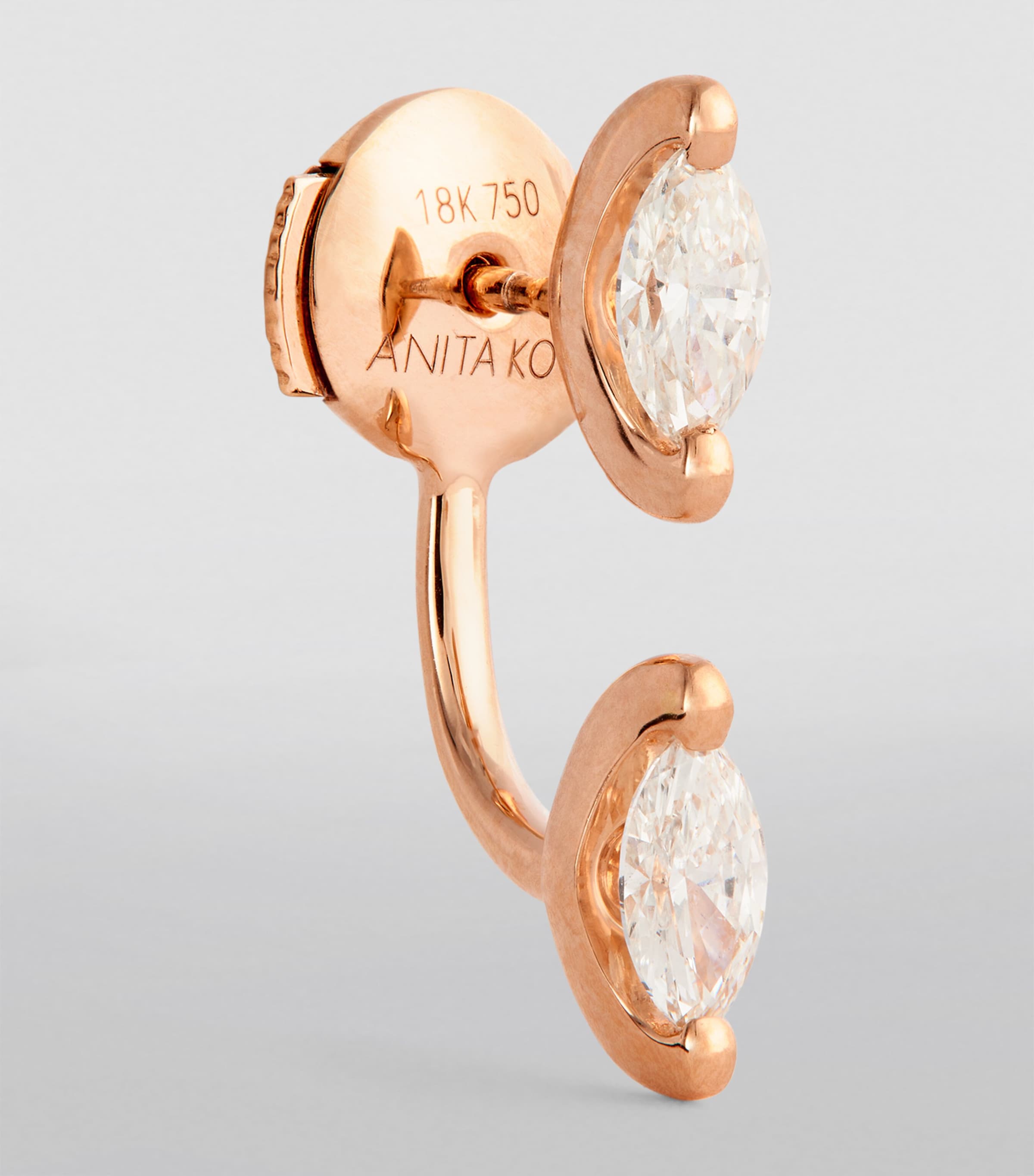 Rose Gold and Marquise Diamond Orbit Single Earring ROSE GOLD Image 2