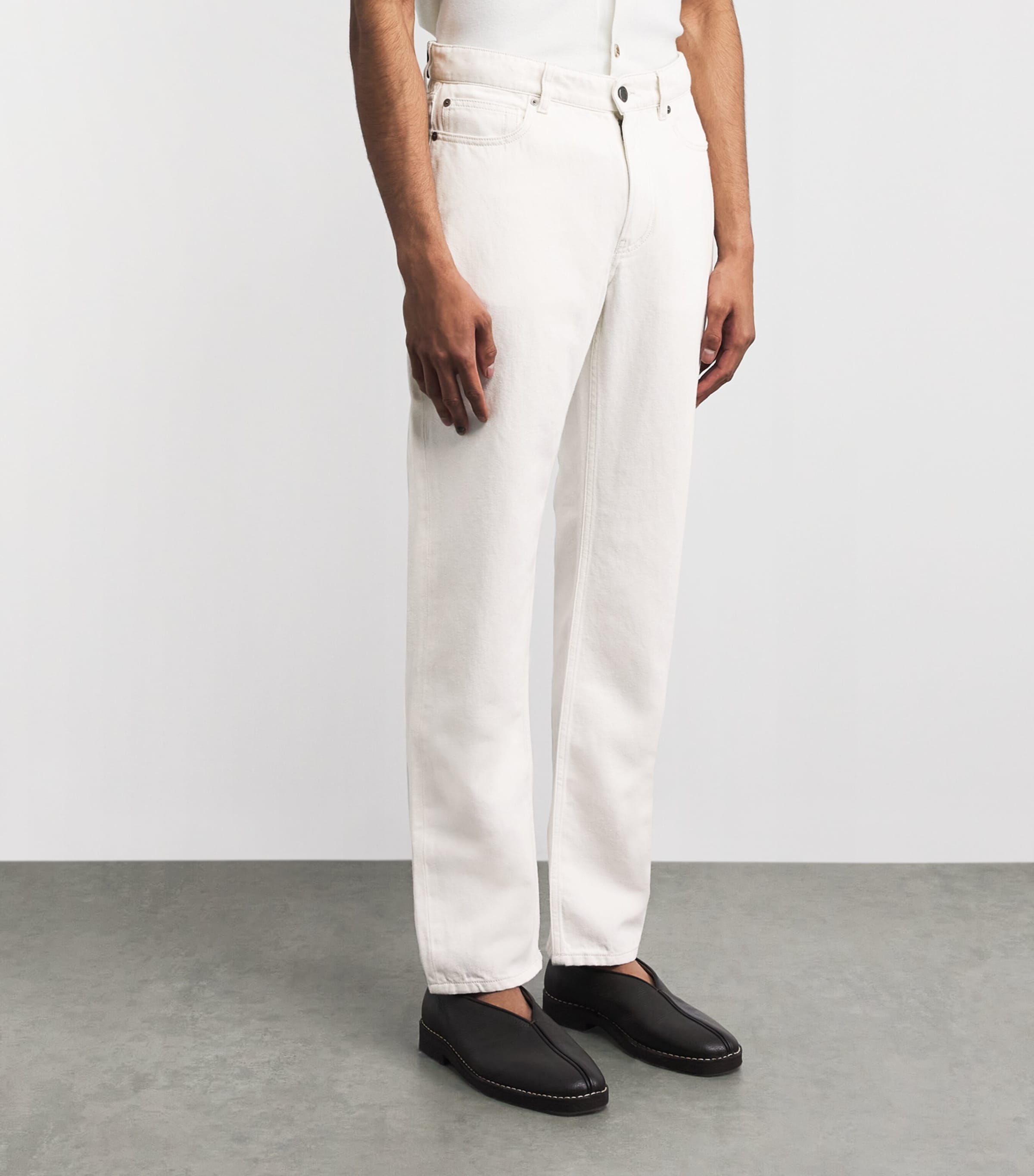 Agnona Mens Cotton-Linen Straight Jeans White Image 4