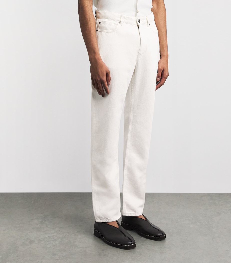 Agnona Mens Cotton-Linen Straight Jeans White Image 4