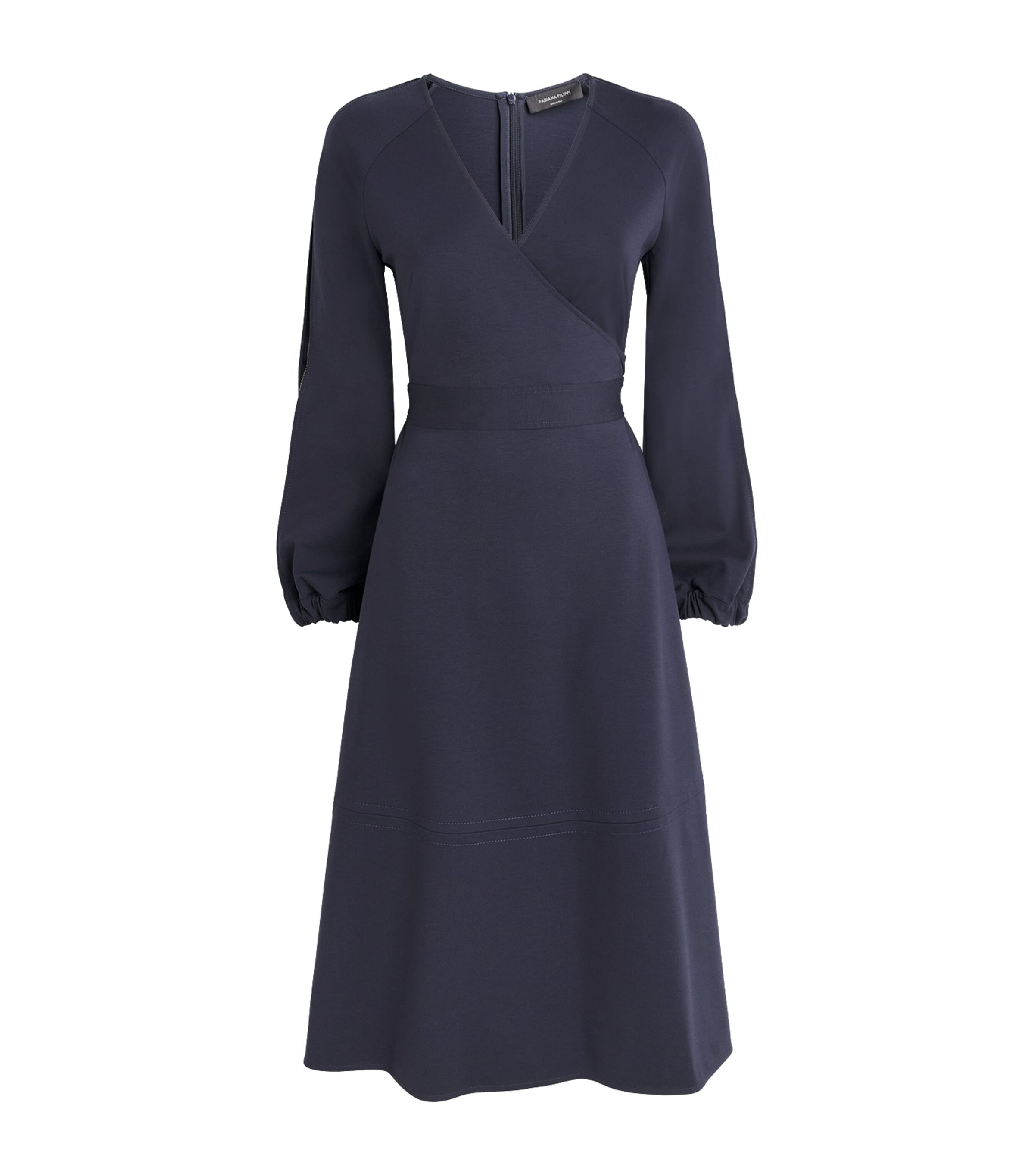 Fabiana Filippi Womens Crepe Wrap Midi Dress Blu Notte Image 1
