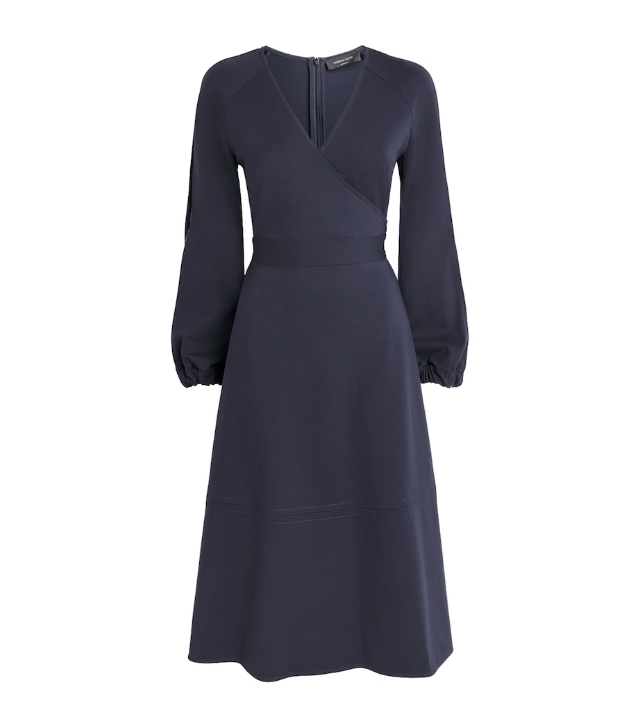 Fabiana Filippi Womens Crepe Wrap Midi Dress Blu Notte Image 1