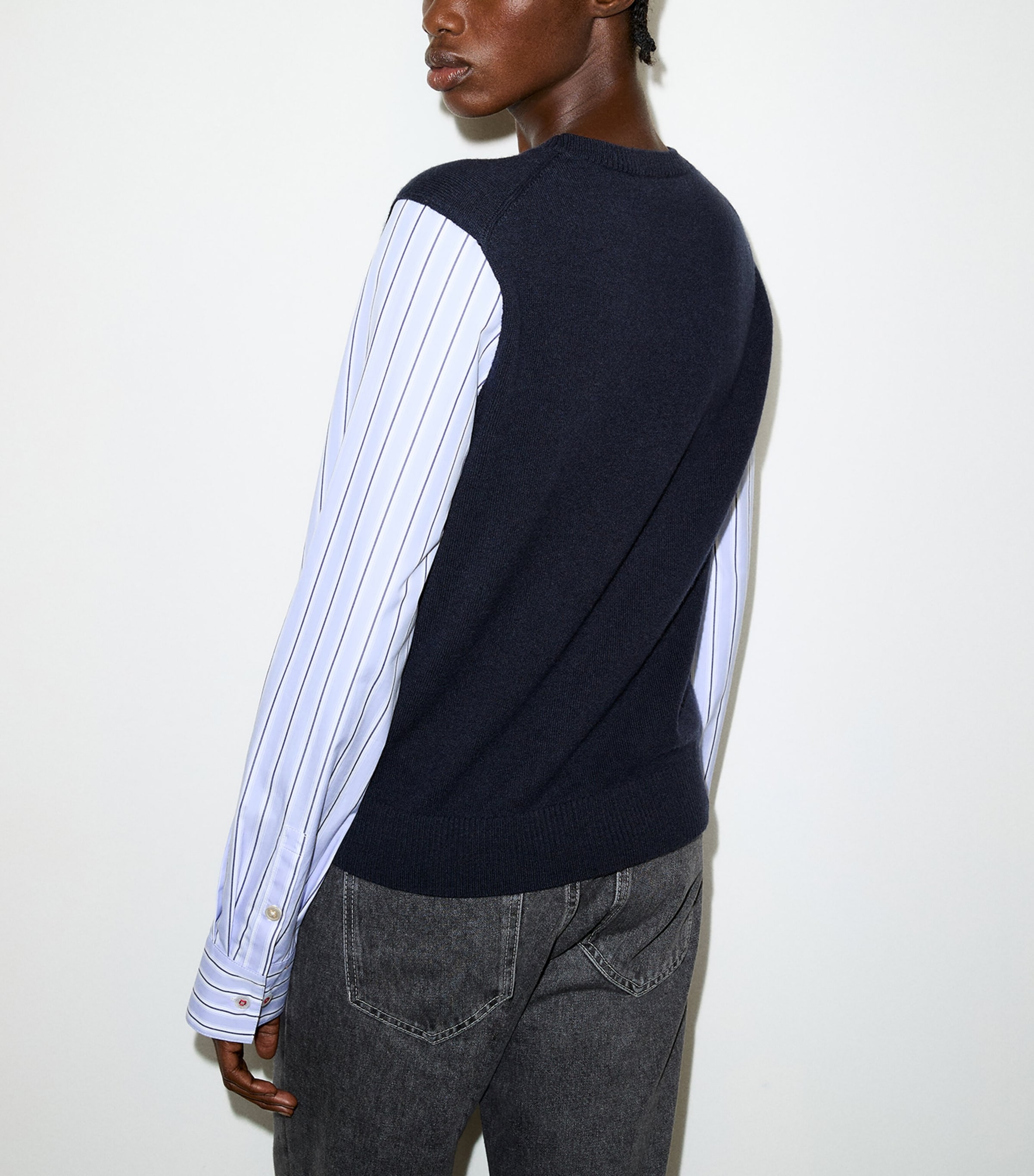 MAX&Co. Womens Wool Hybrid Sweater Navy Image 4