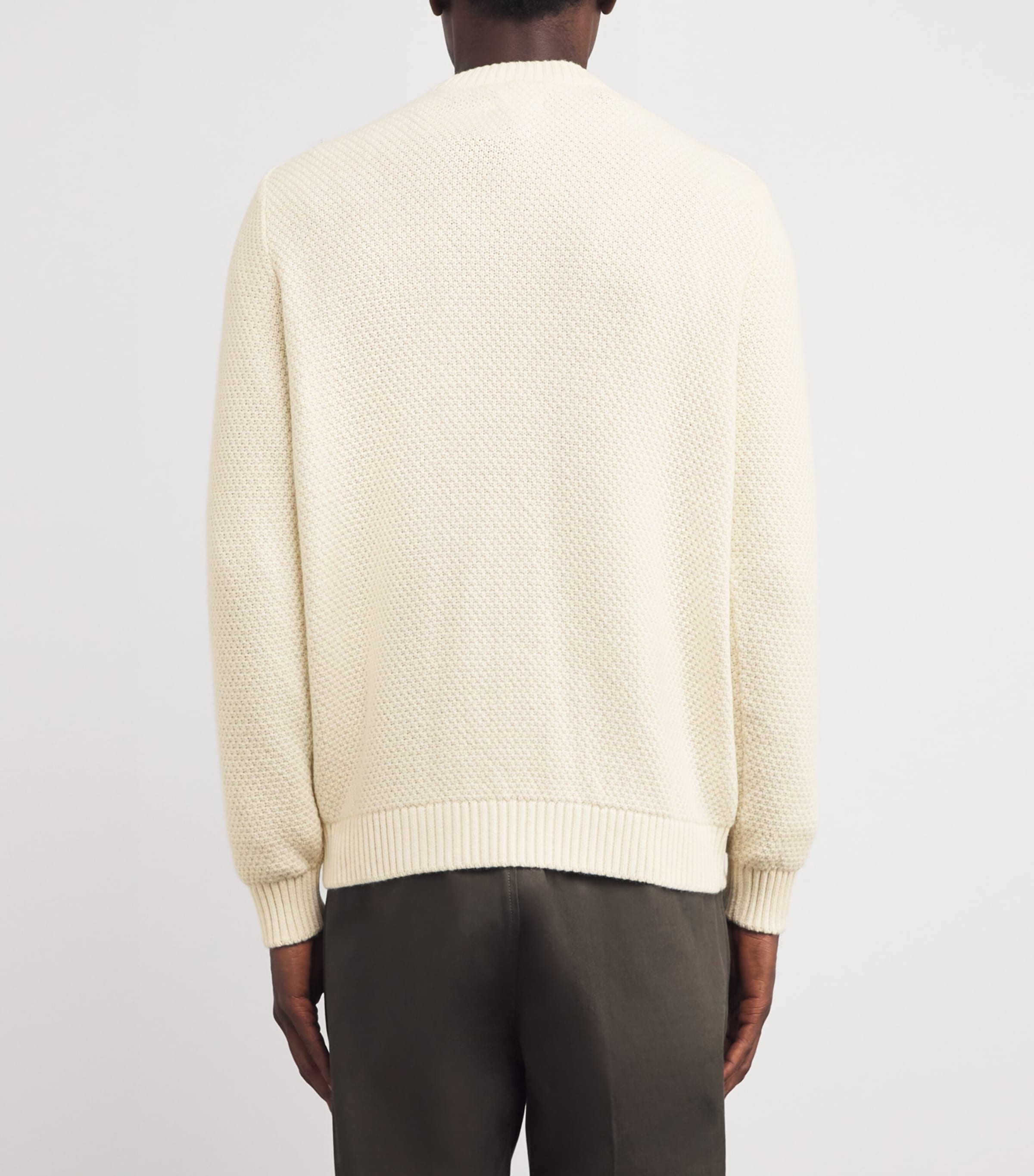 Wool-Cotton Cable-Knit Casey Sweater WHISPER WHITE Image 4