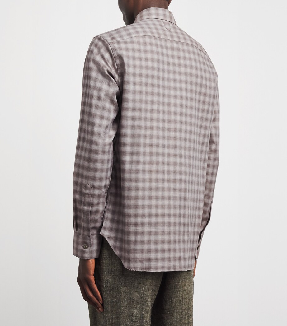 Canali Mens Cotton Blurred Check Shirt Multi Image 5