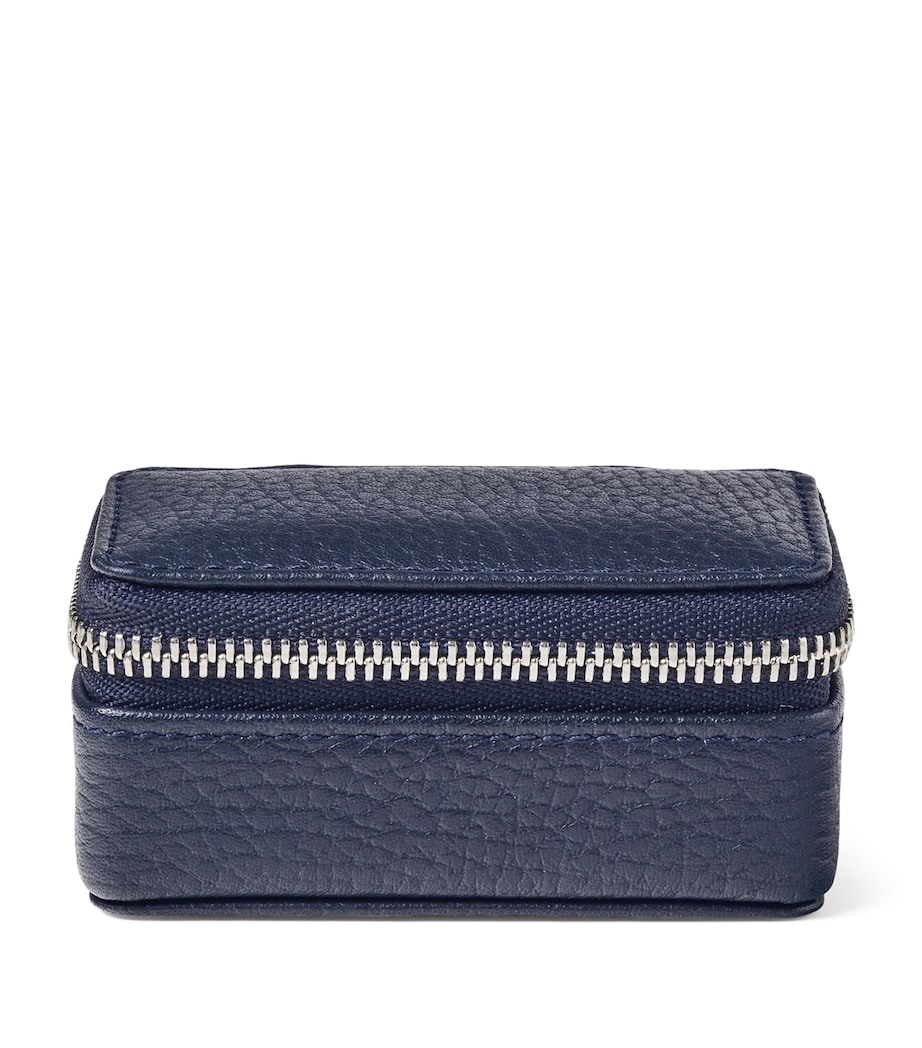 Small Leather Travel Jewellery Case NAVY Image 1