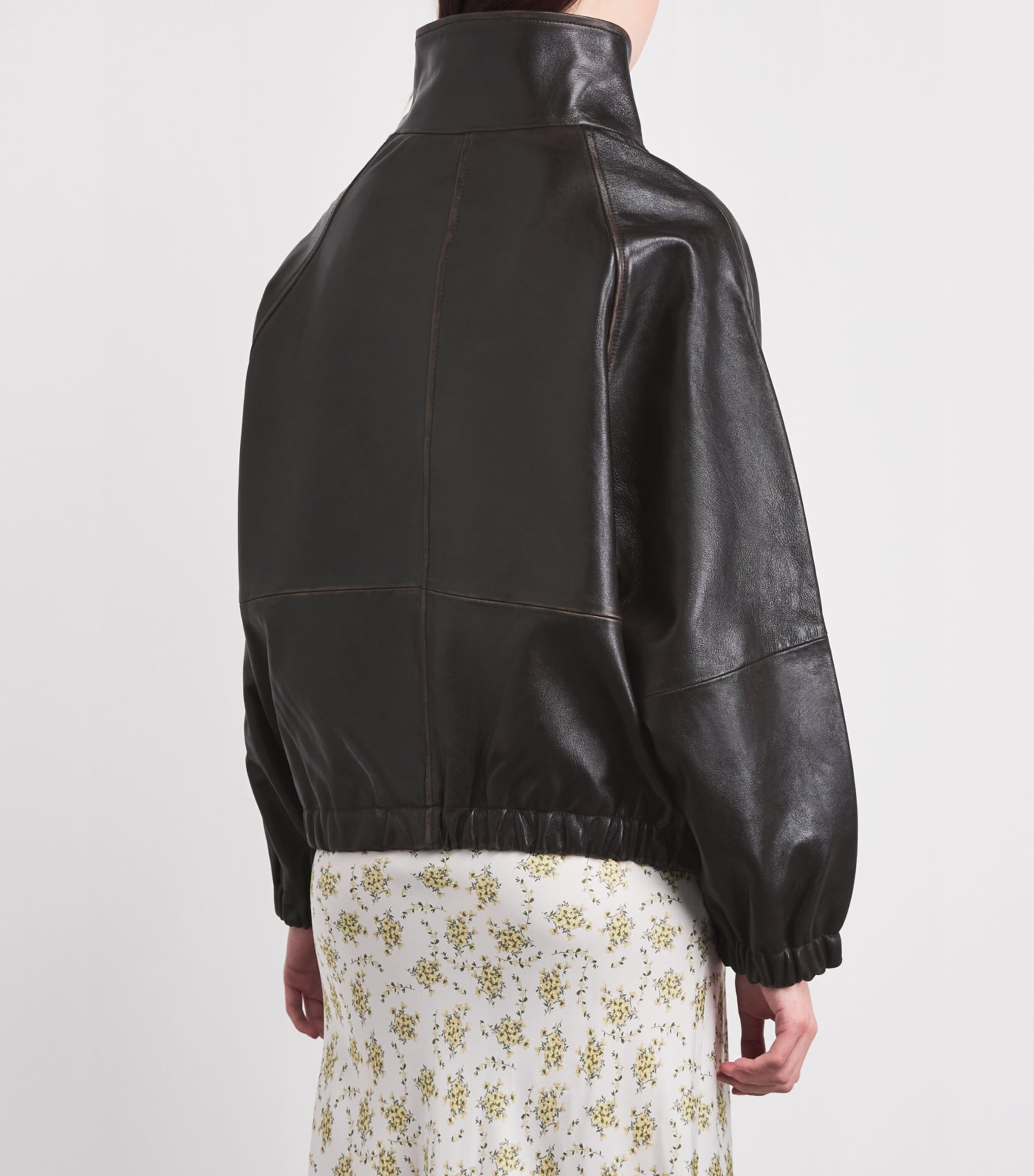 Sandro Paris Womens Oversized Leather Jacket Brown Image 5