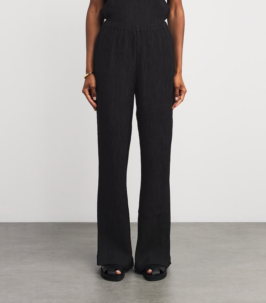 Crinkled Aden Straight Trousers BLACK Image 3