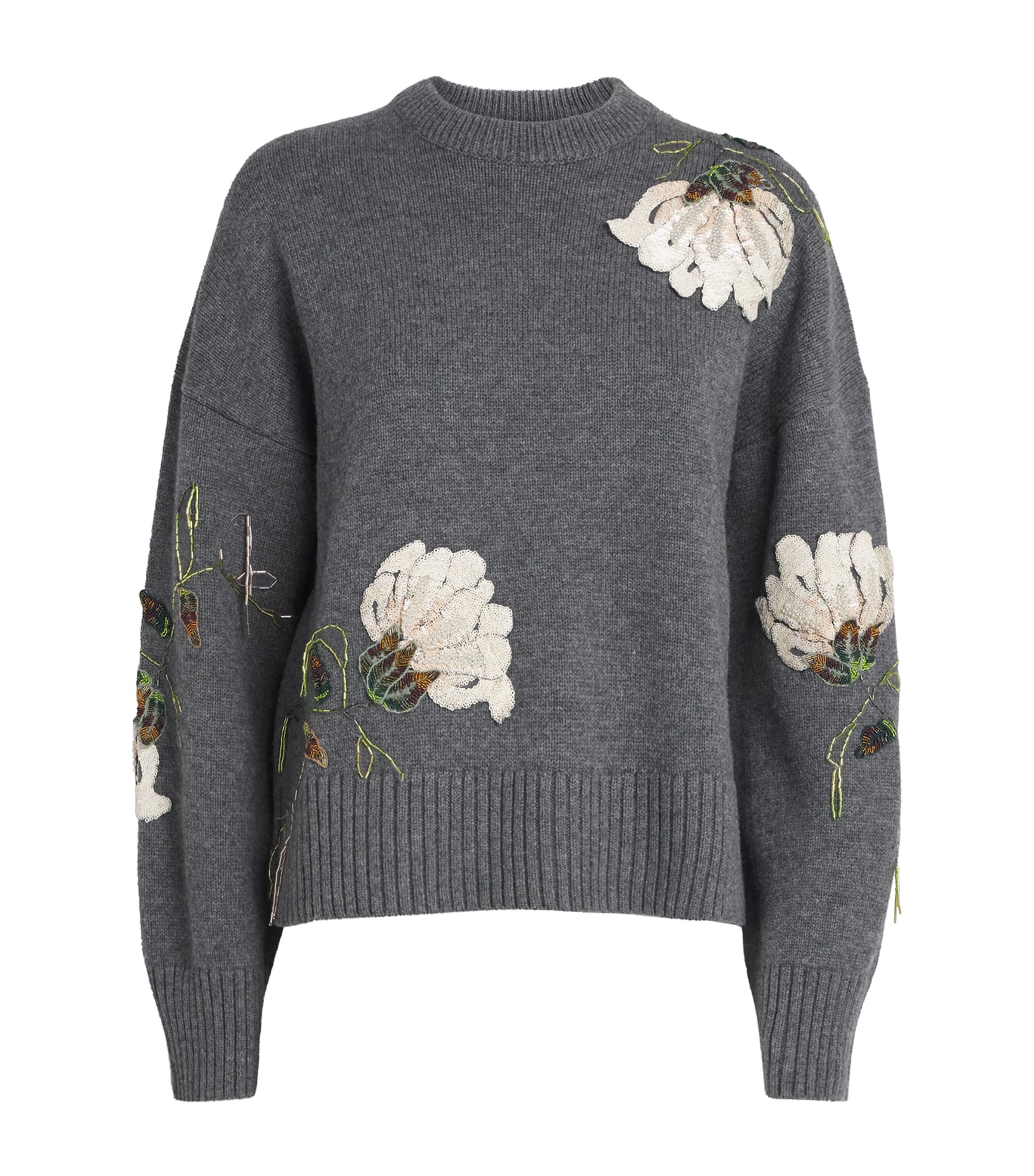 Embellished Wool-Cashmere Dawna Sweater NICKEL MELANGE Image 1