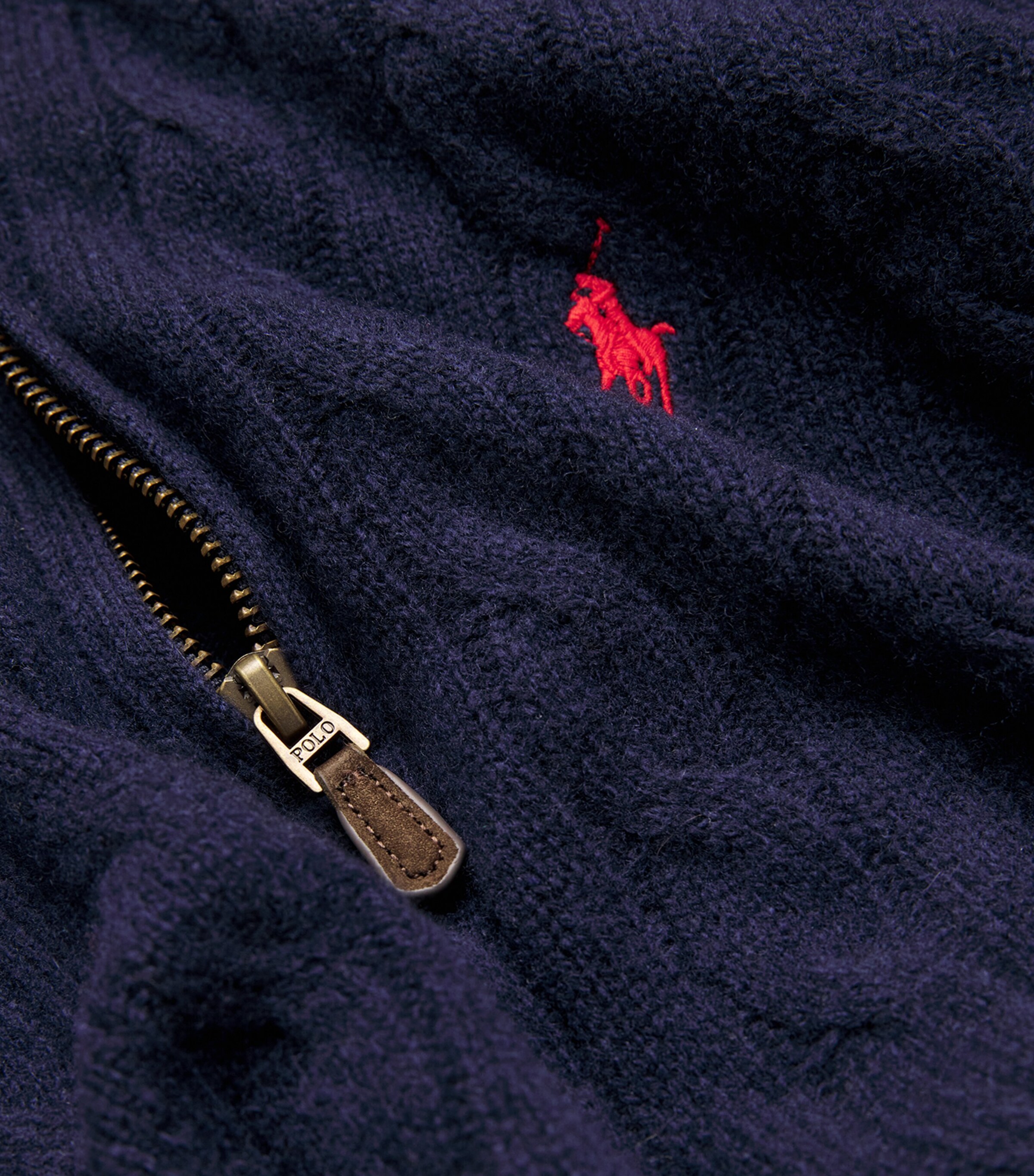 Polo Ralph Lauren Mens Wool-Cashmere Cable-Knit Quarter-Zip Sweater Blue Image 5